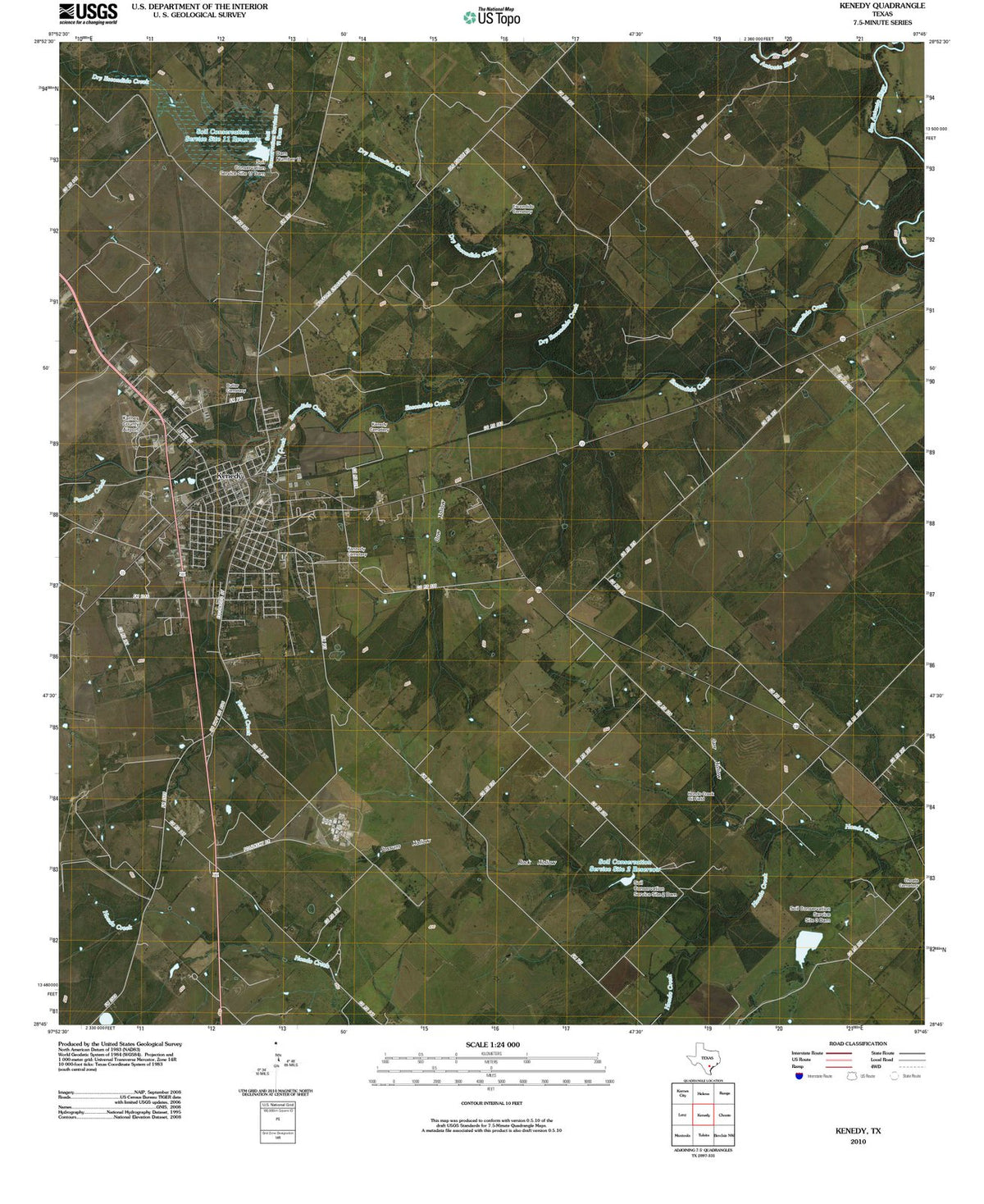 2010 Kenedy, TX - Texas - USGS Topographic Map