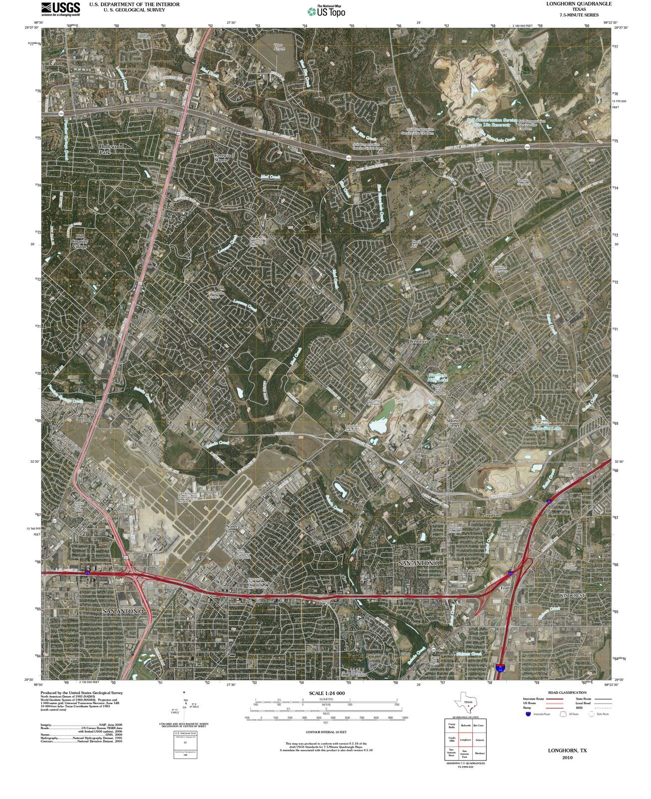 2010 Longhorn, TX - Texas - USGS Topographic Map