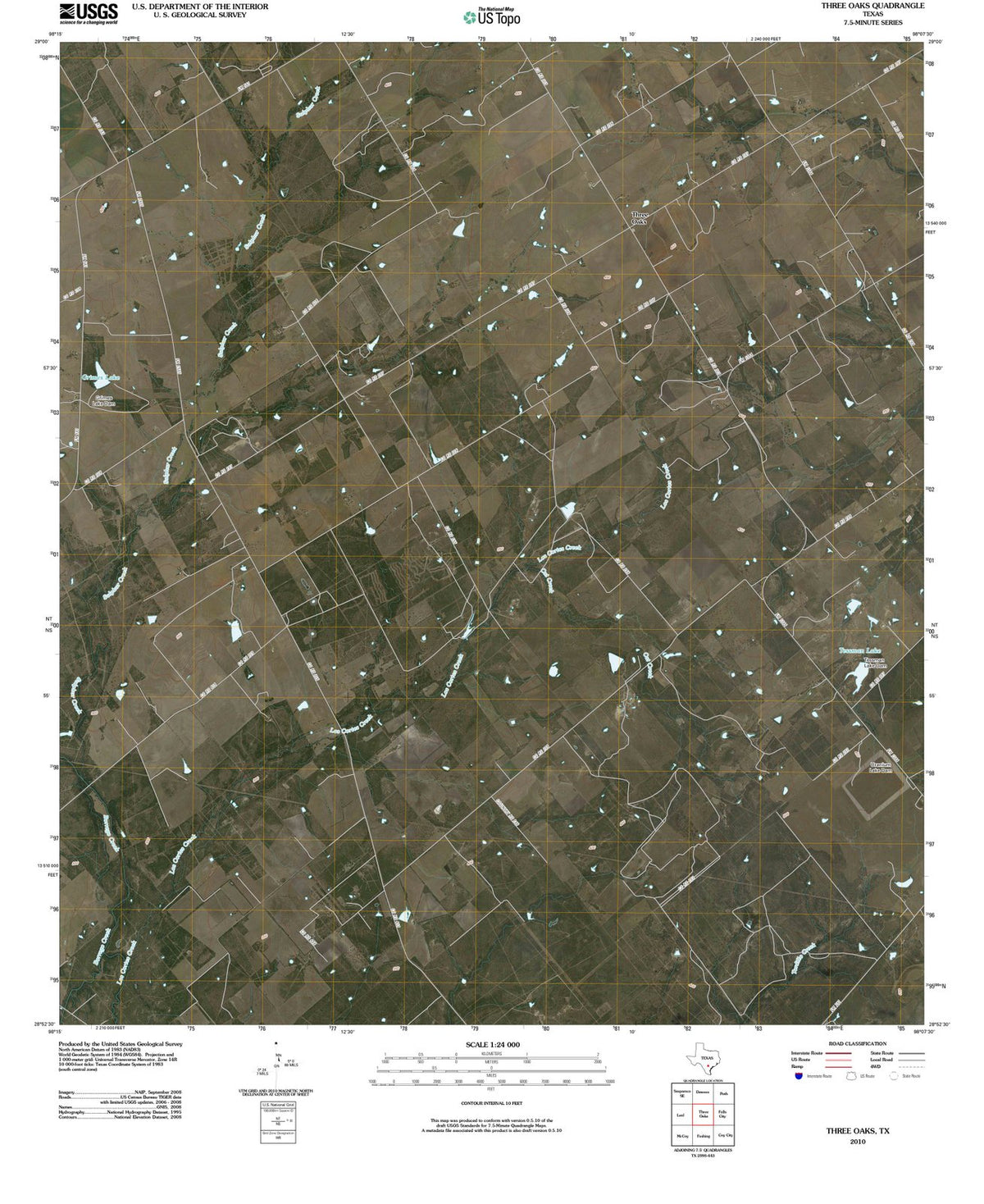 2010 Three Oaks, TX - Texas - USGS Topographic Map