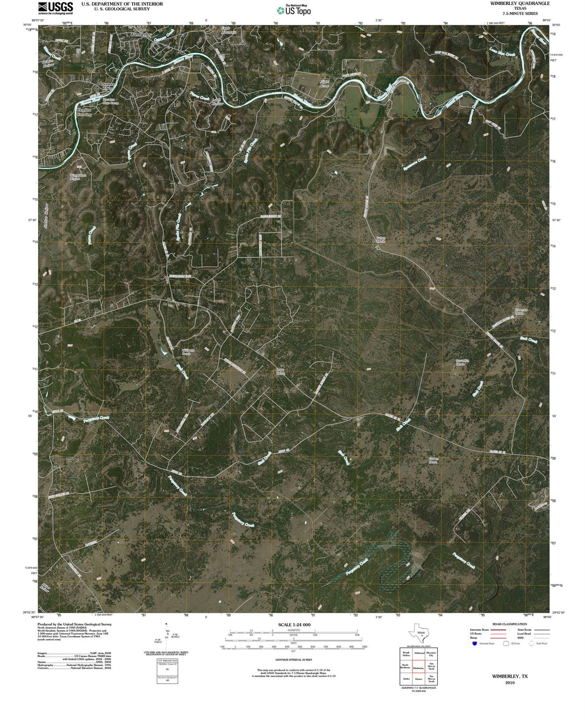 2010 Wimberley, TX - Texas - USGS Topographic Map
