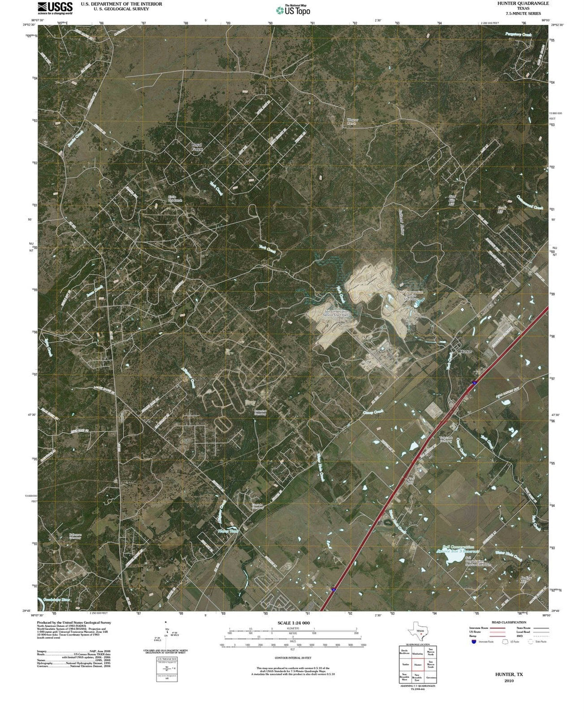 2010 Hunter, TX - Texas - USGS Topographic Map