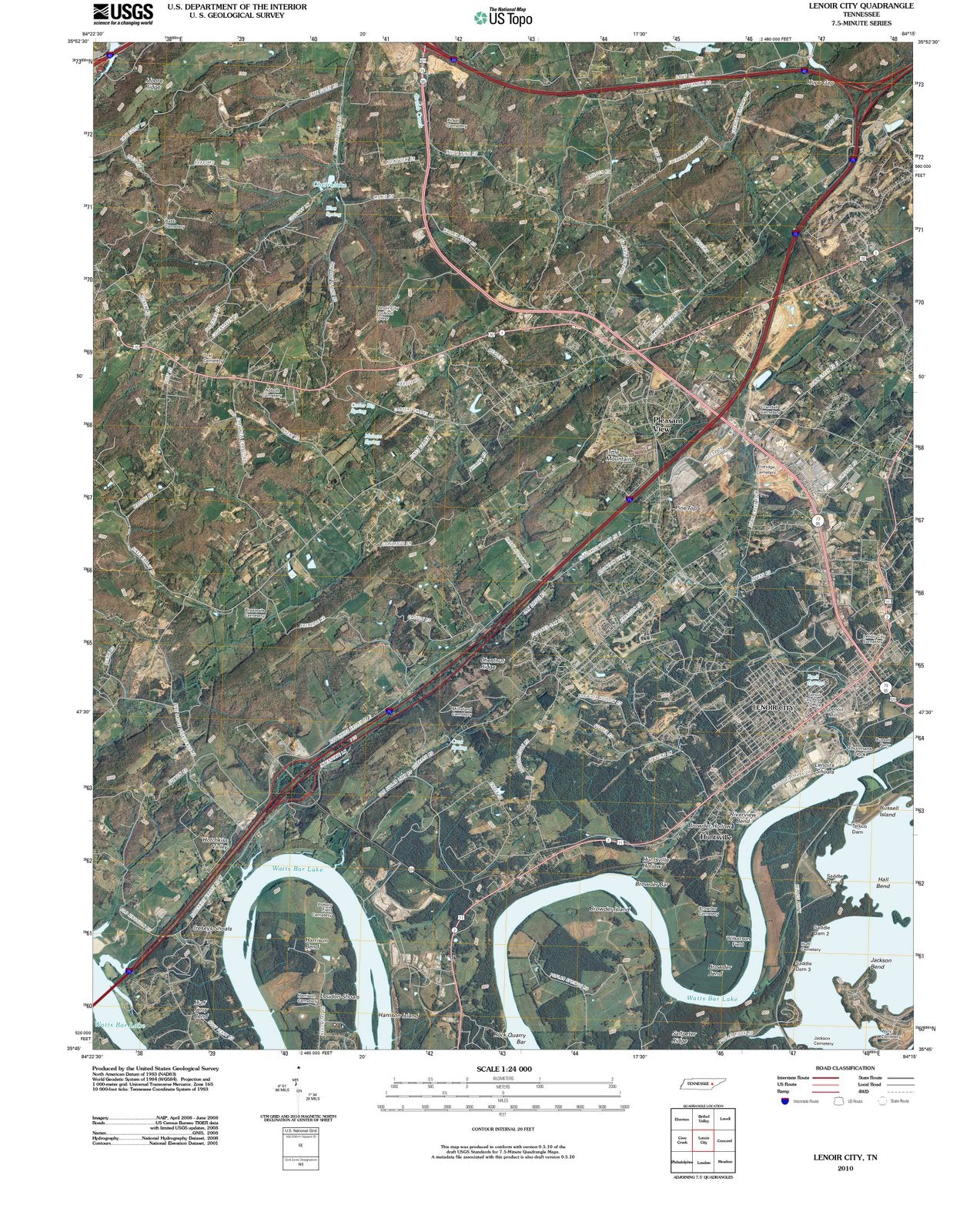 2010 Lenoir City, TN - Tennessee - USGS Topographic Map