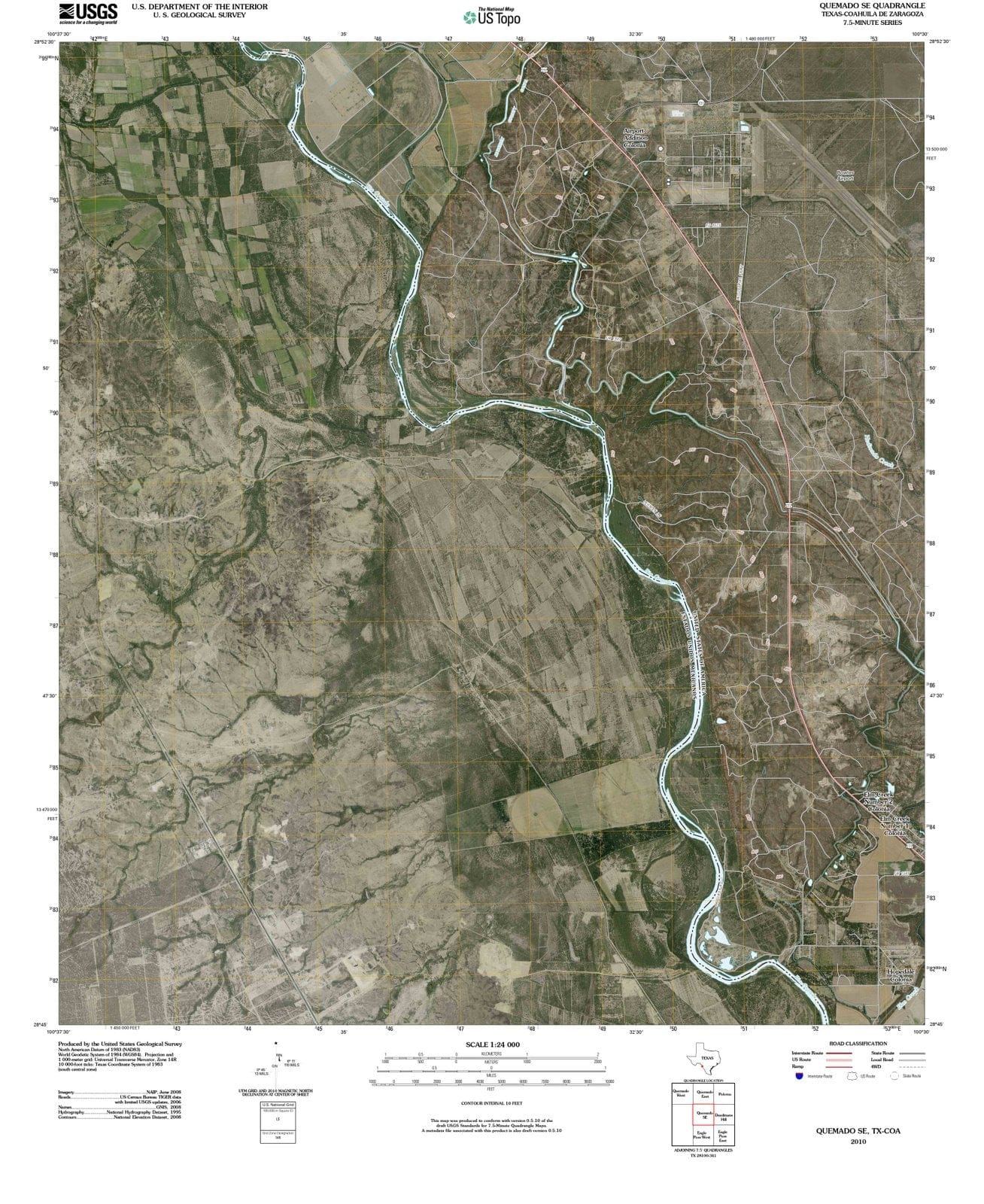 2010 Quemado, TX - Texas - USGS Topographic Map
