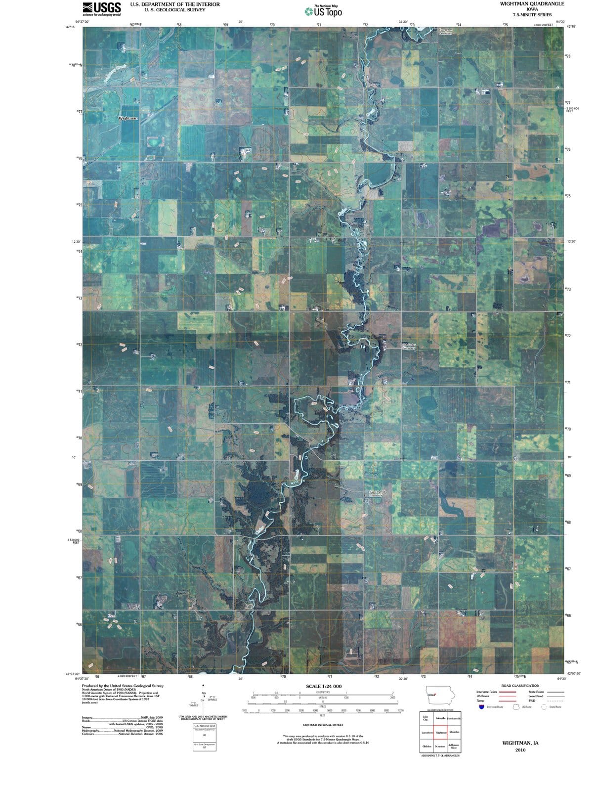 2010 Wightman, IA - Iowa - USGS Topographic Map