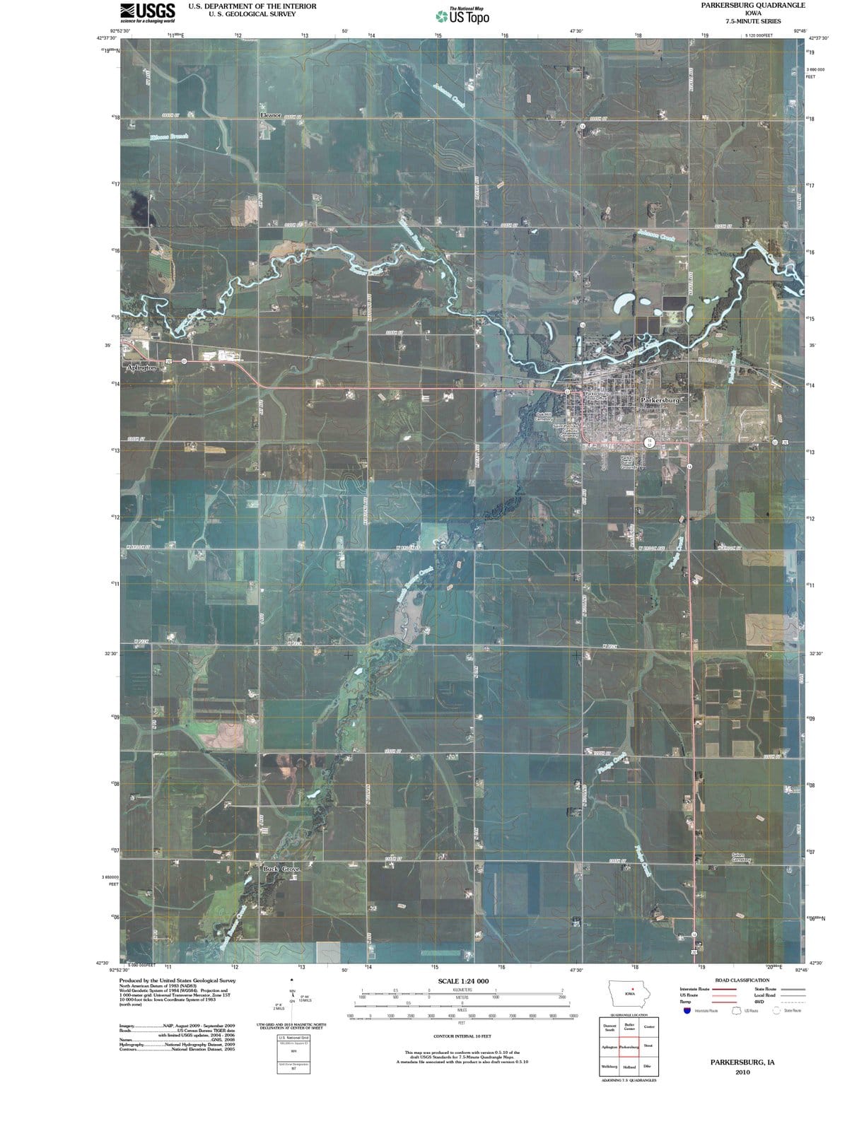 2010 Parkersburg, IA - Iowa - USGS Topographic Map