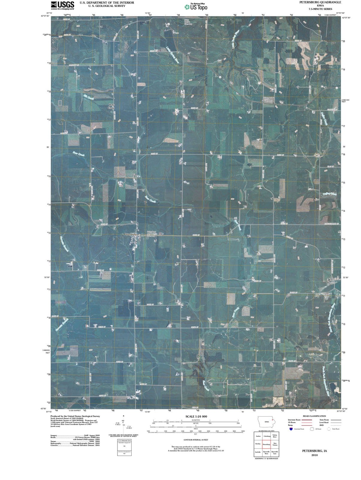2010 Petersburg, IA - Iowa - USGS Topographic Map