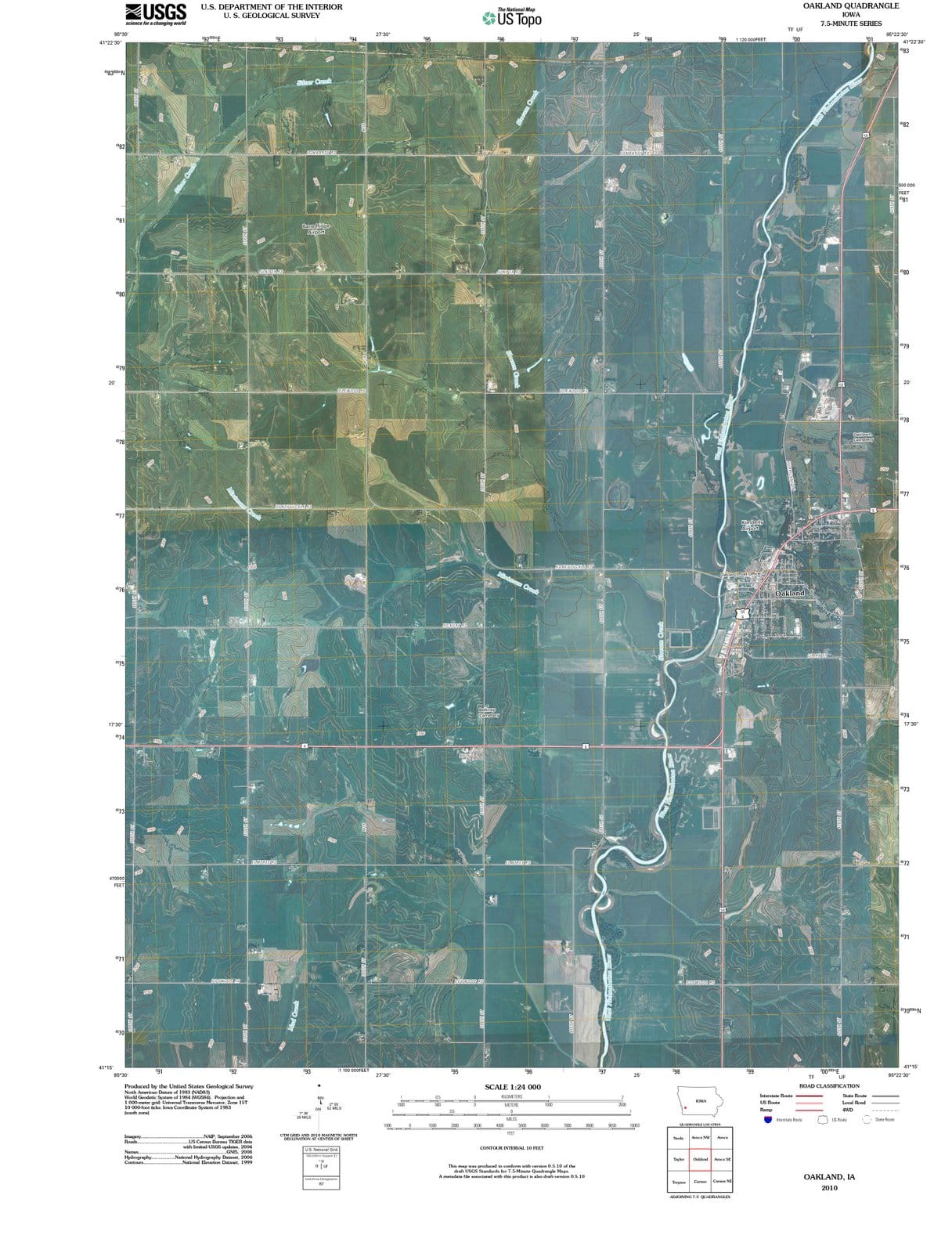 2010 Oakland, IA - Iowa - USGS Topographic Map