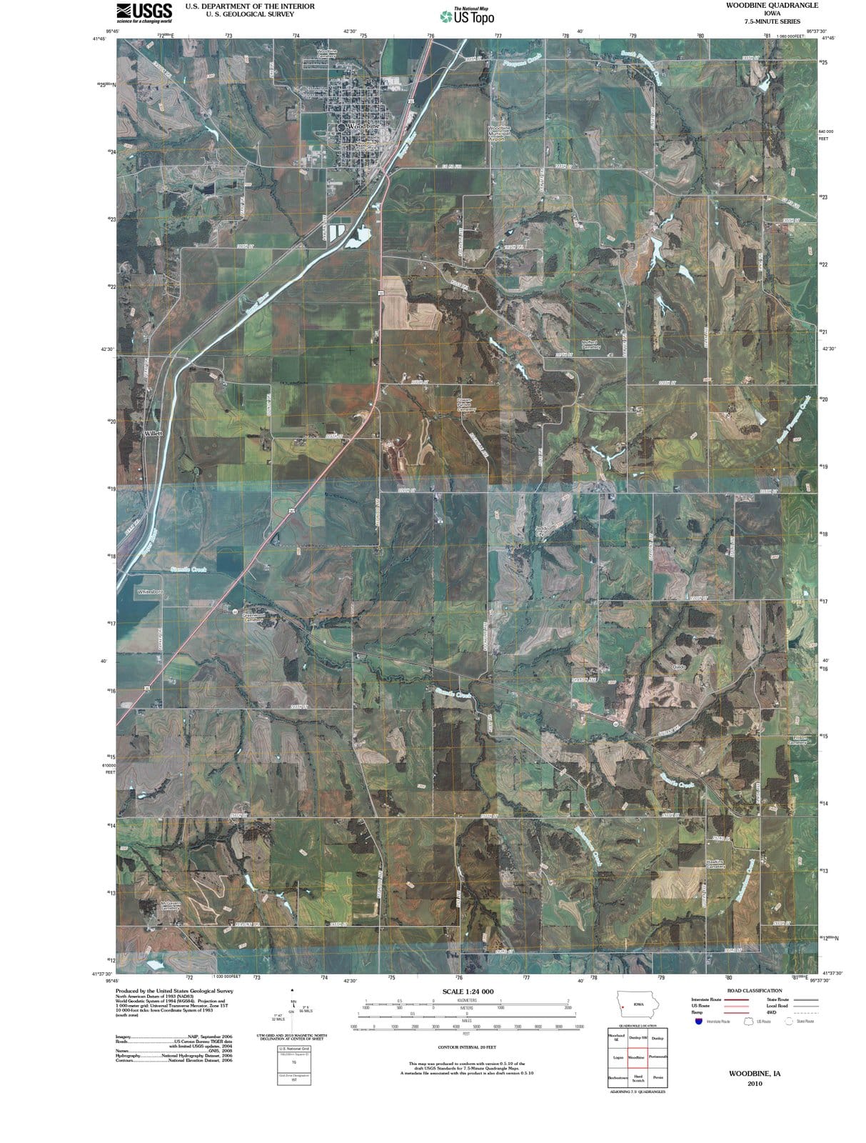 2010 Woodbine, IA - Iowa - USGS Topographic Map