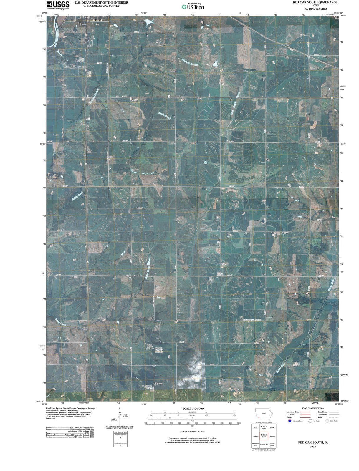 2010 Red Oak South, IA - Iowa - USGS Topographic Map