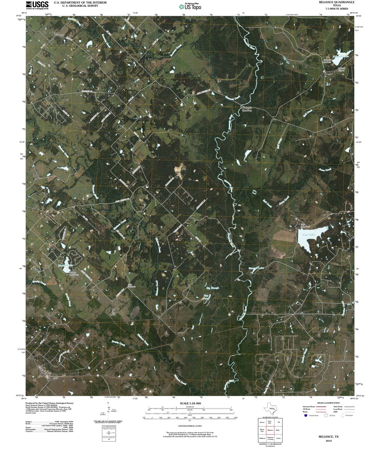 2010 Reliance, TX - Texas - USGS Topographic Map