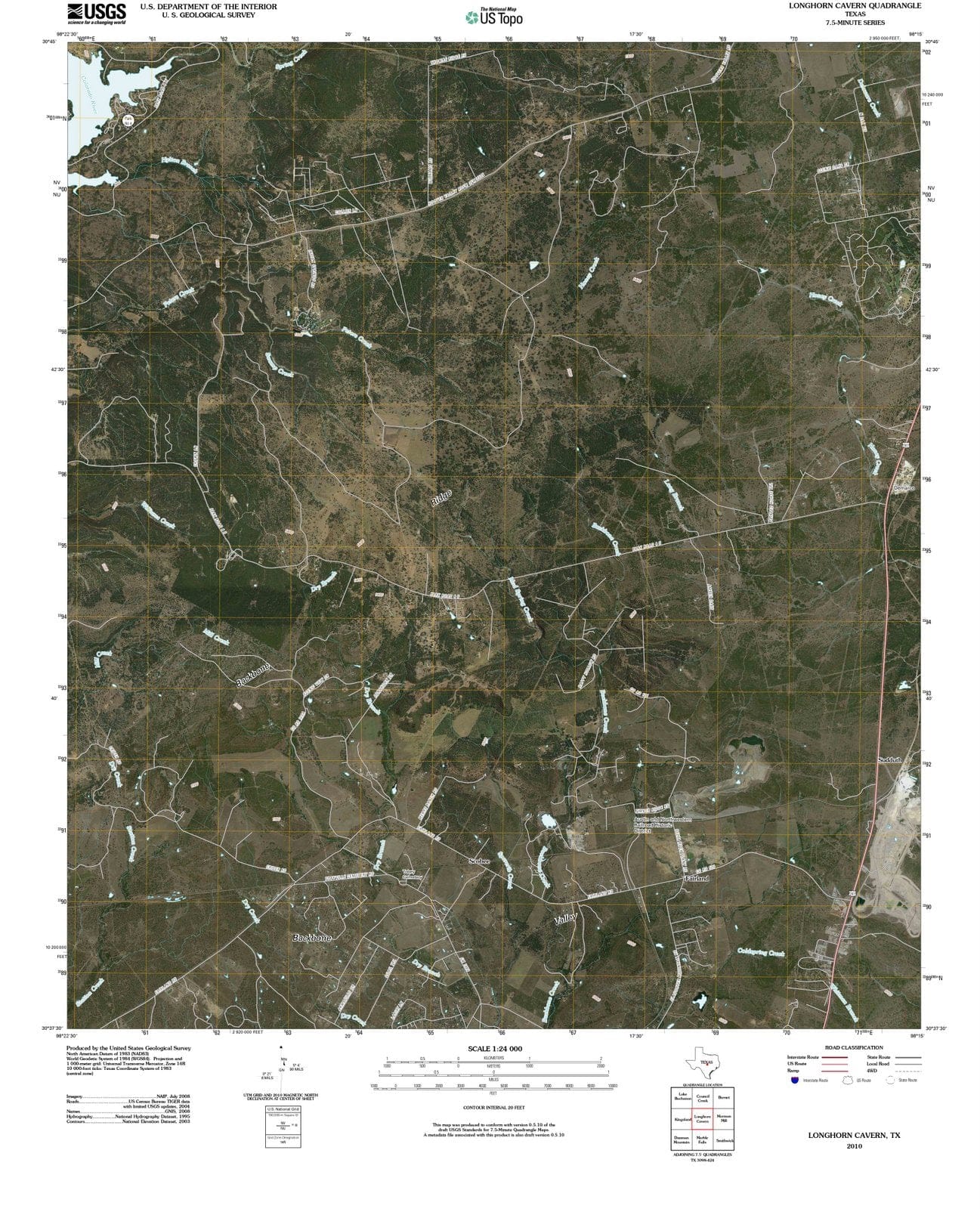 2010 Longhorn Cavern, TX - Texas - USGS Topographic Map