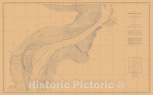 Historic Nautical Map - Survey Of The Mississippi River, 1880 NOAA Chart - Vintage Wall Art, v7