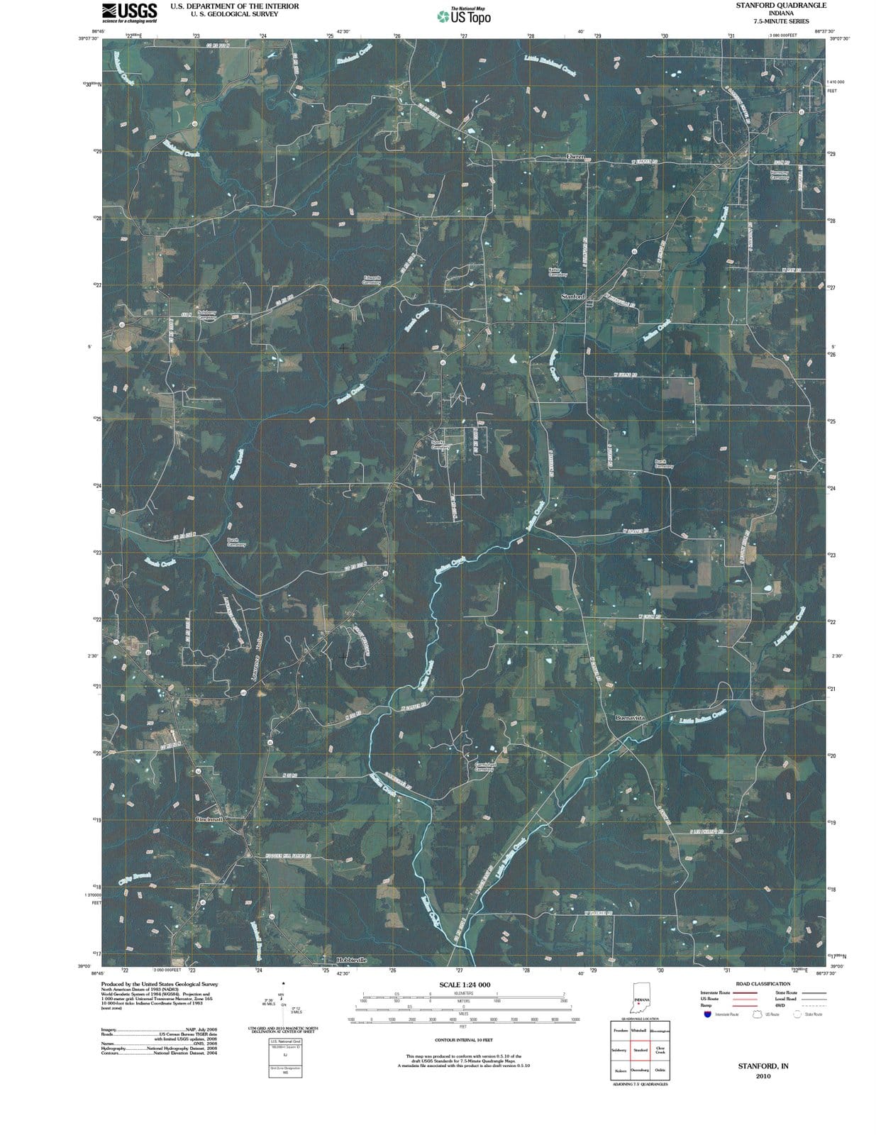 2010 Stanford, in - Indiana - USGS Topographic Map