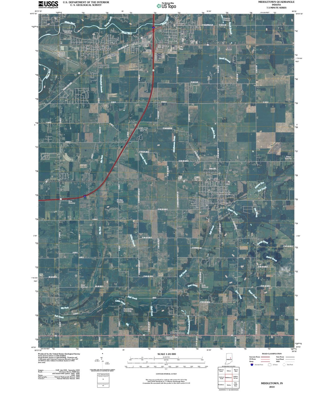 2010 Middletown, in - Indiana - USGS Topographic Map