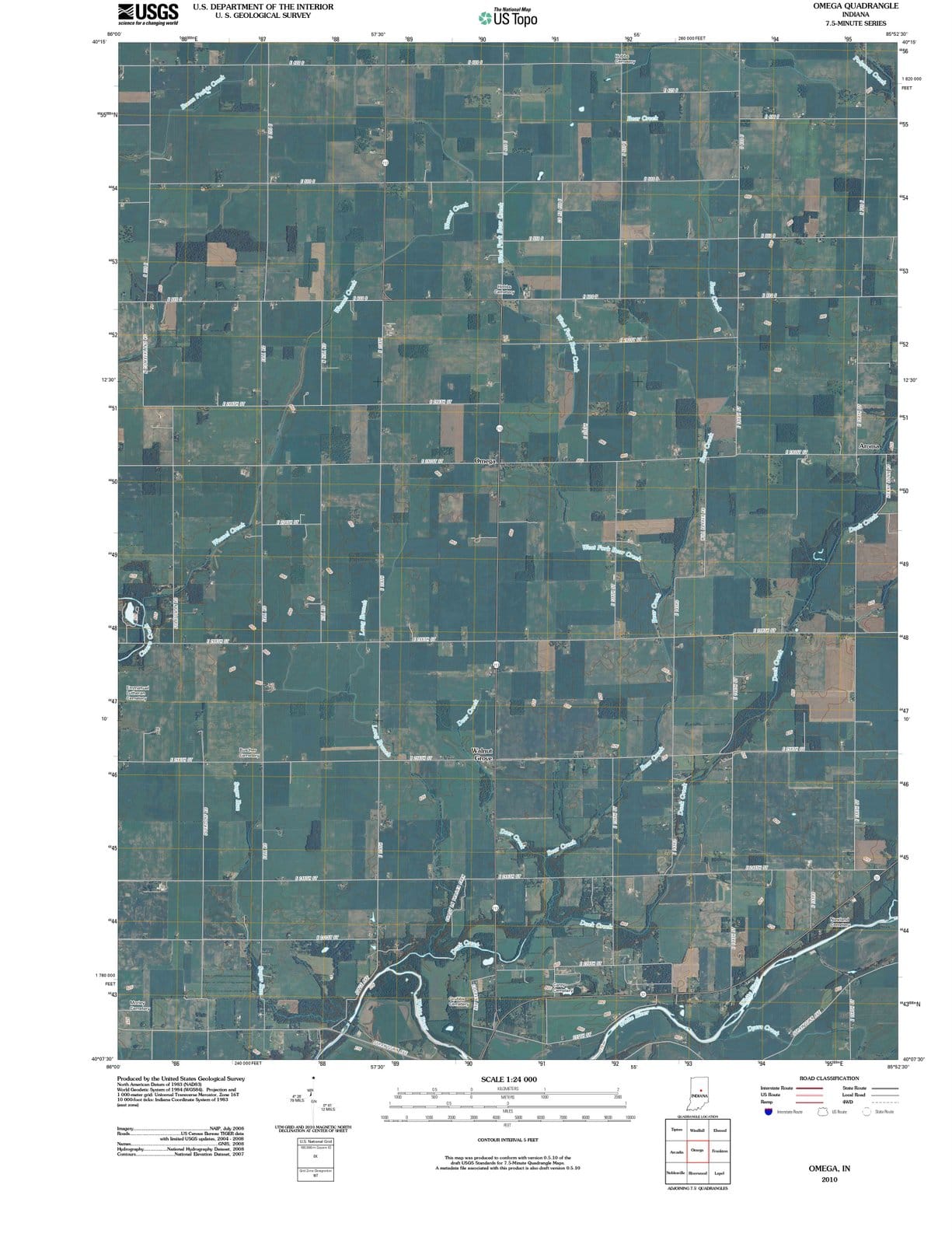 2010 Omega, in - Indiana - USGS Topographic Map