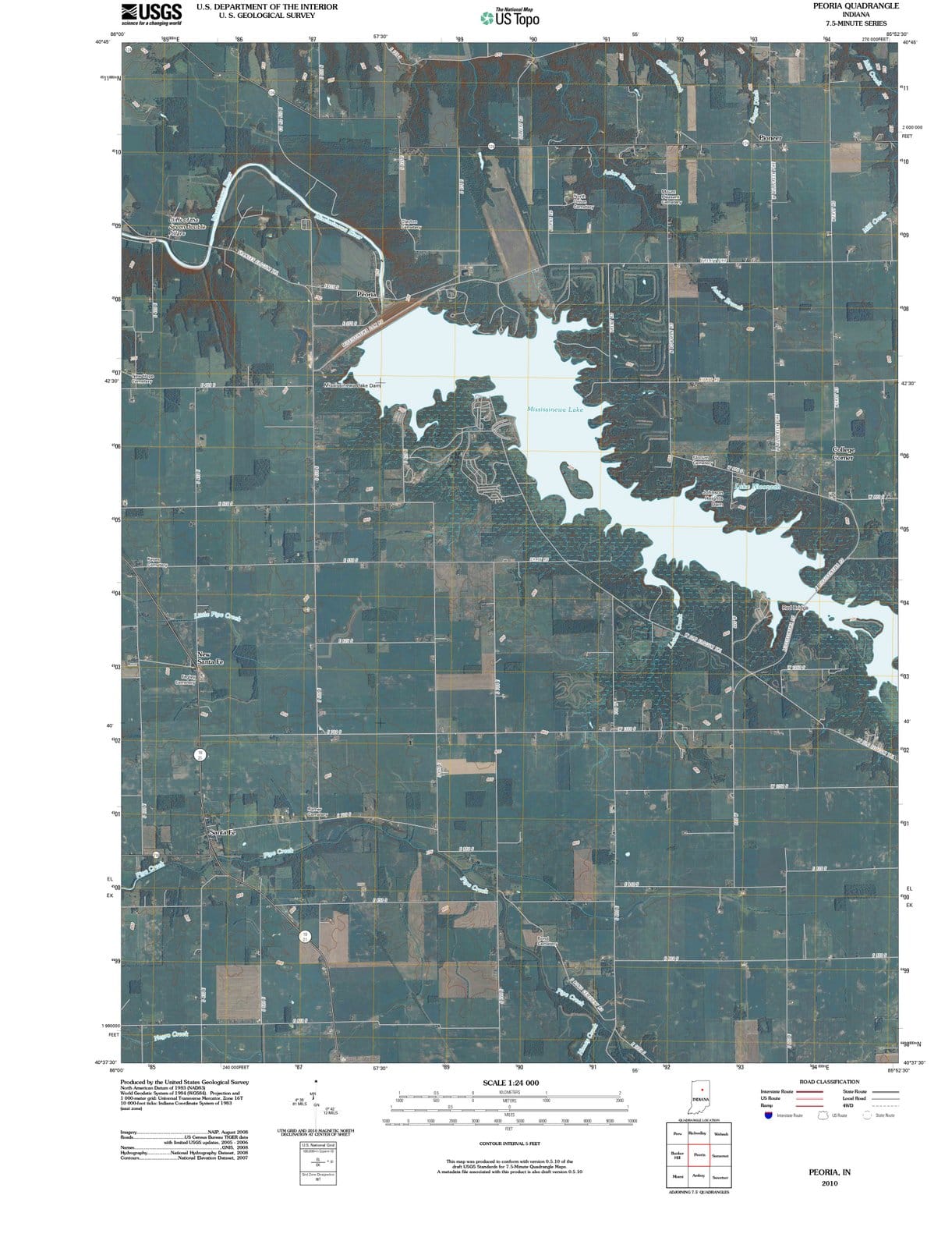 2010 Peoria, in - Indiana - USGS Topographic Map