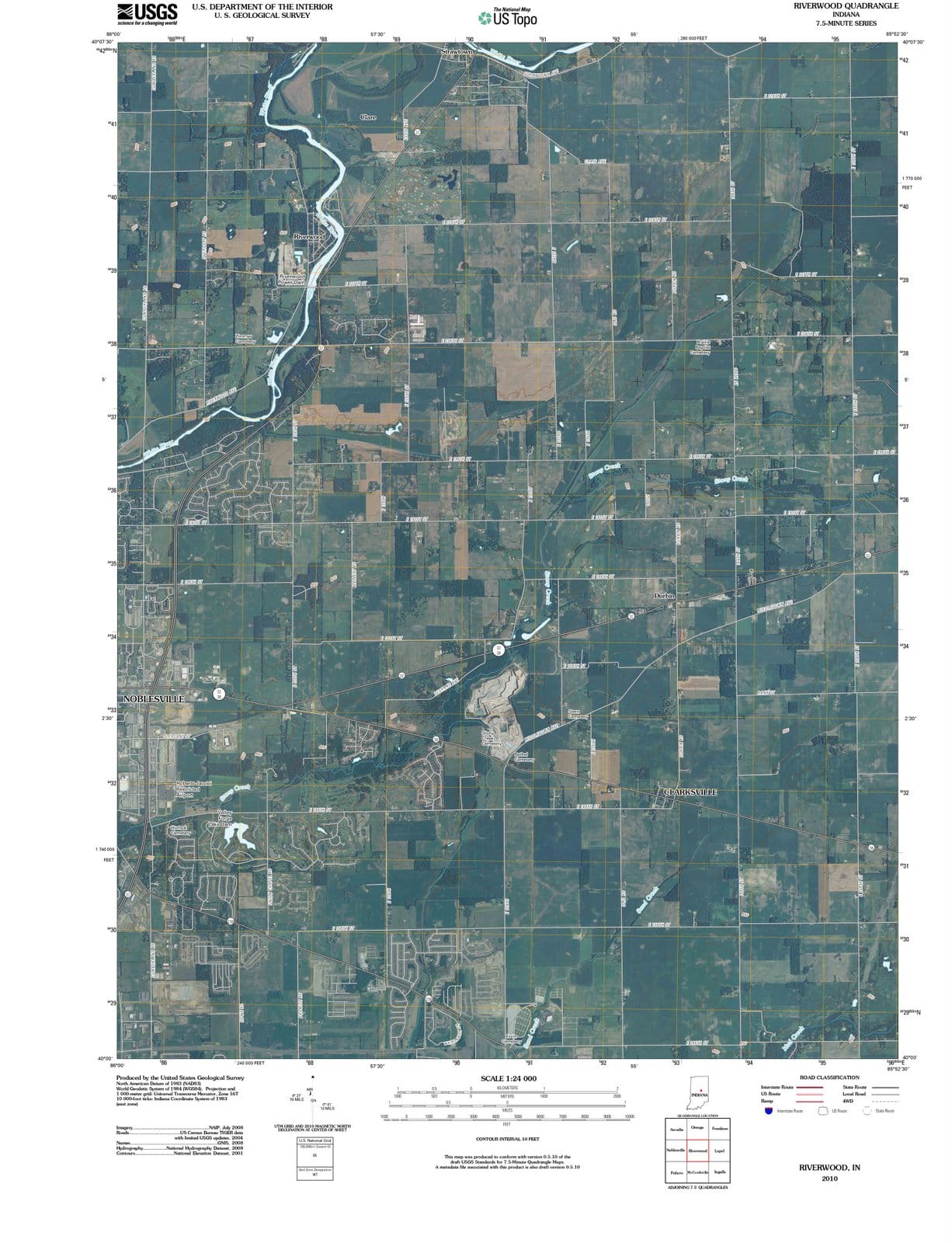 2010 Riverwood, in - Indiana - USGS Topographic Map