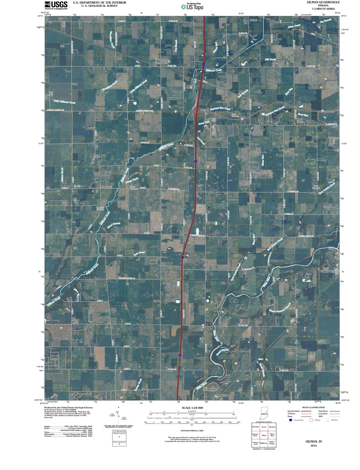 2010 Gilman, in - Indiana - USGS Topographic Map