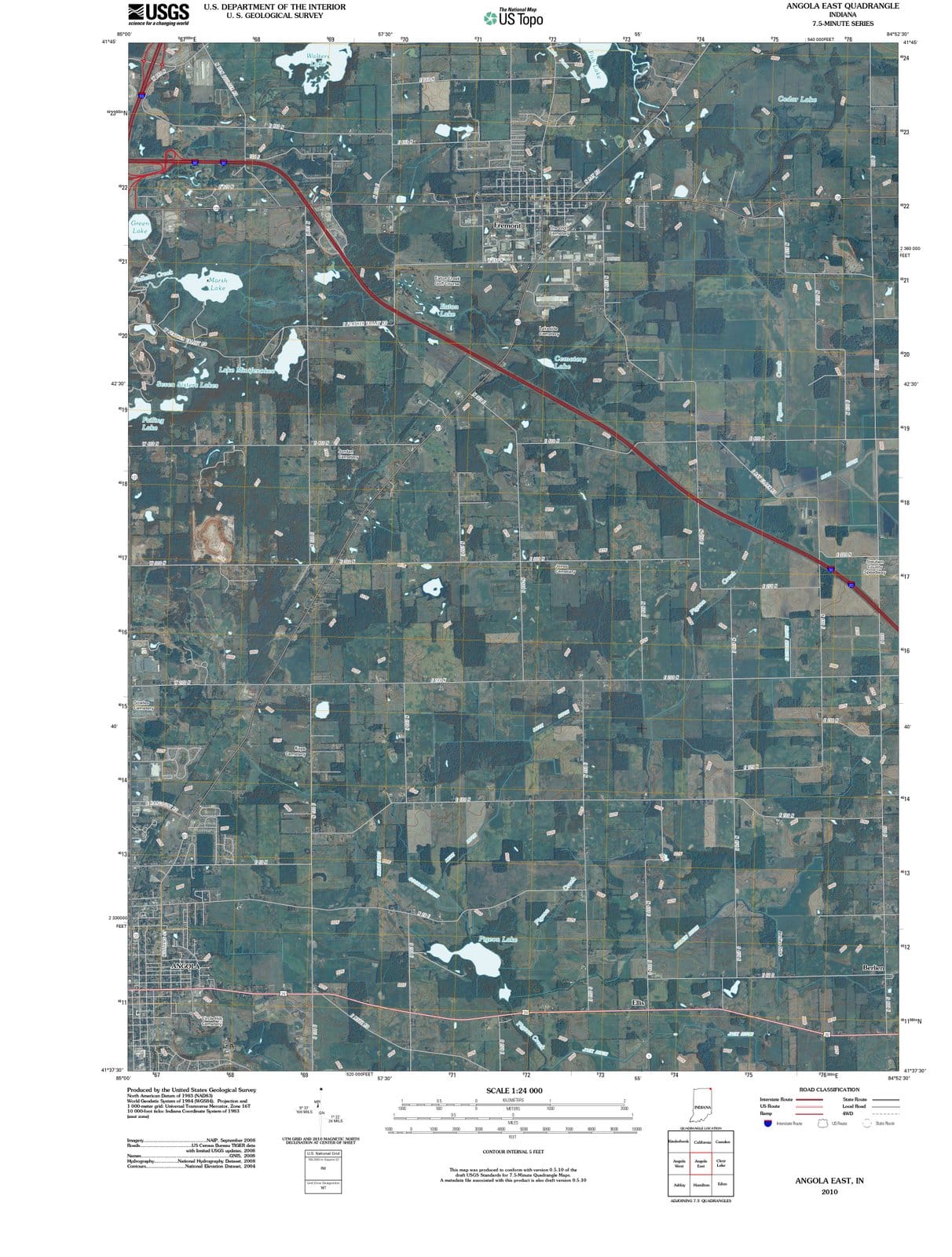 2010 Angola East, in - Indiana - USGS Topographic Map