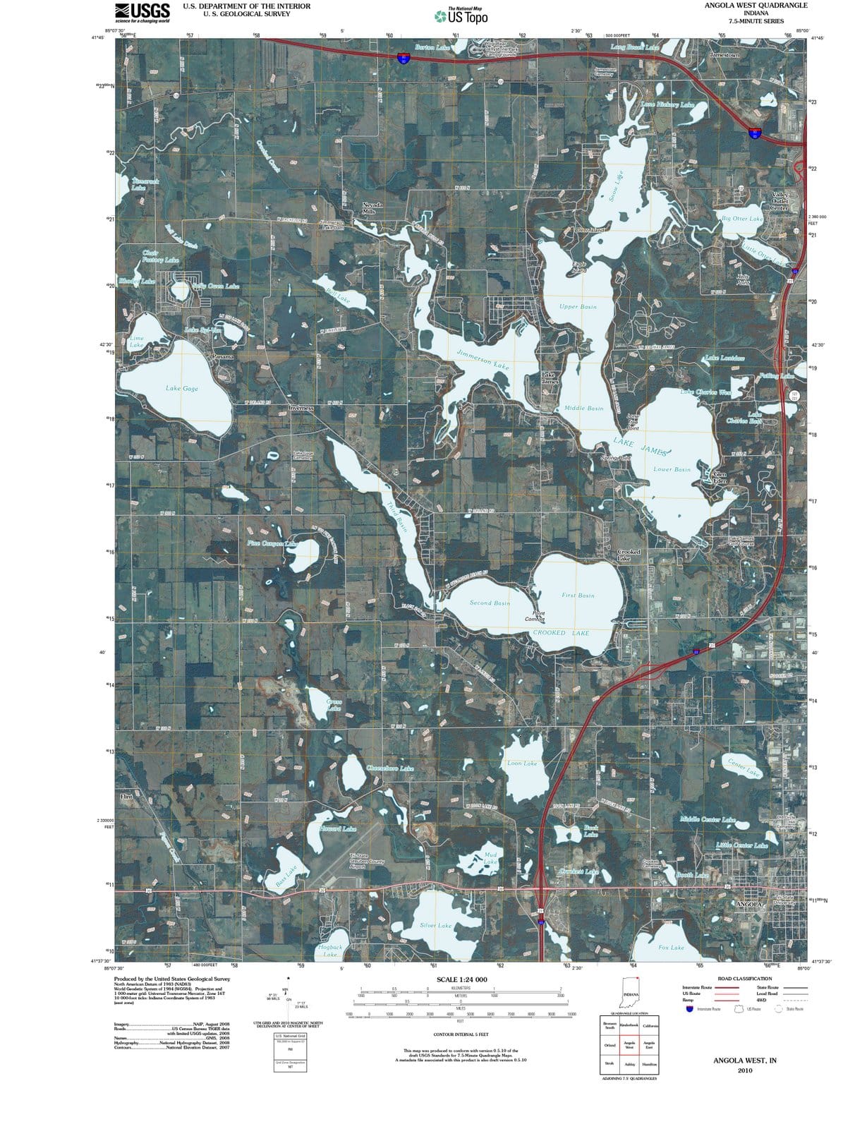 2010 Angola West, in - Indiana - USGS Topographic Map