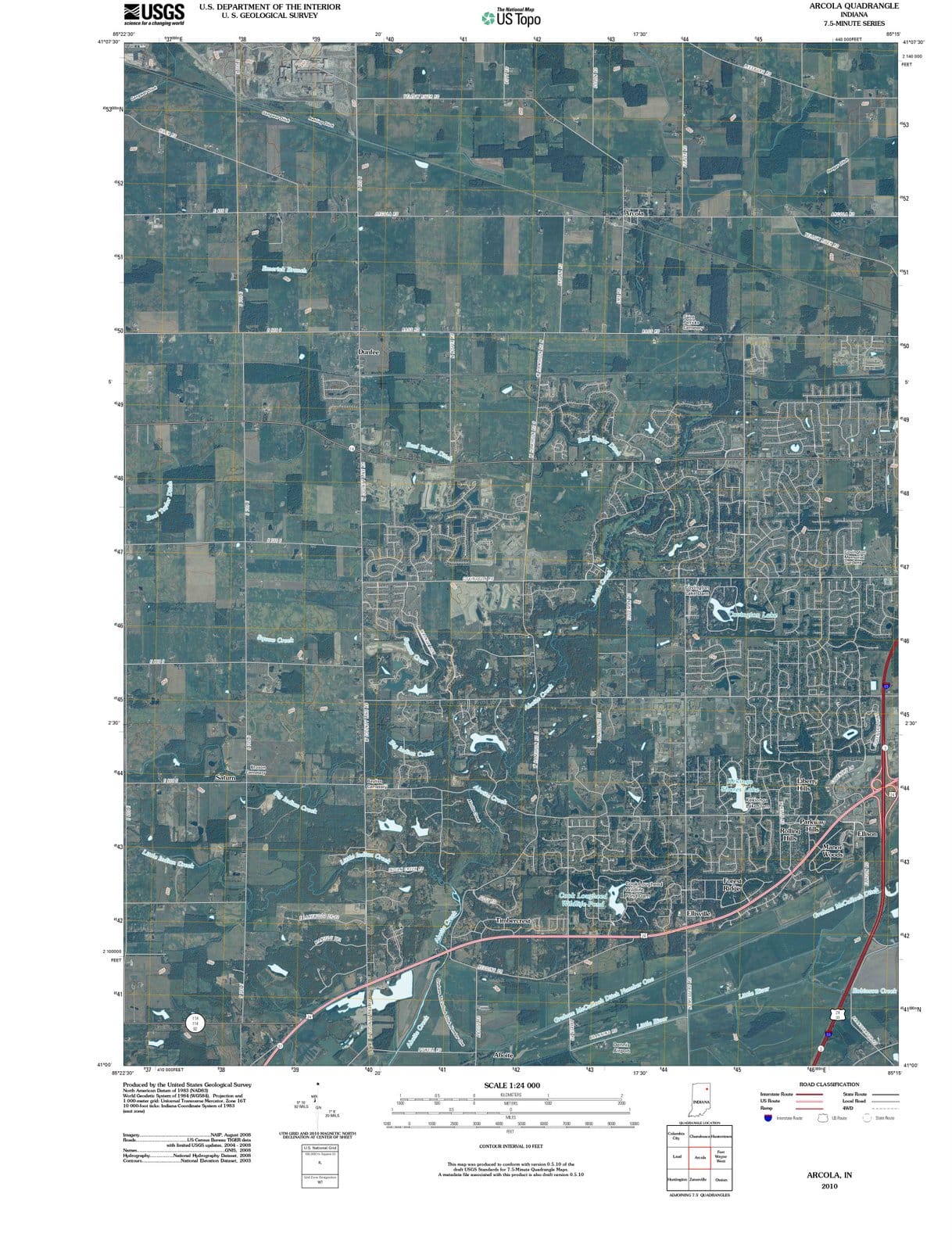 2010 Arcola, in - Indiana - USGS Topographic Map