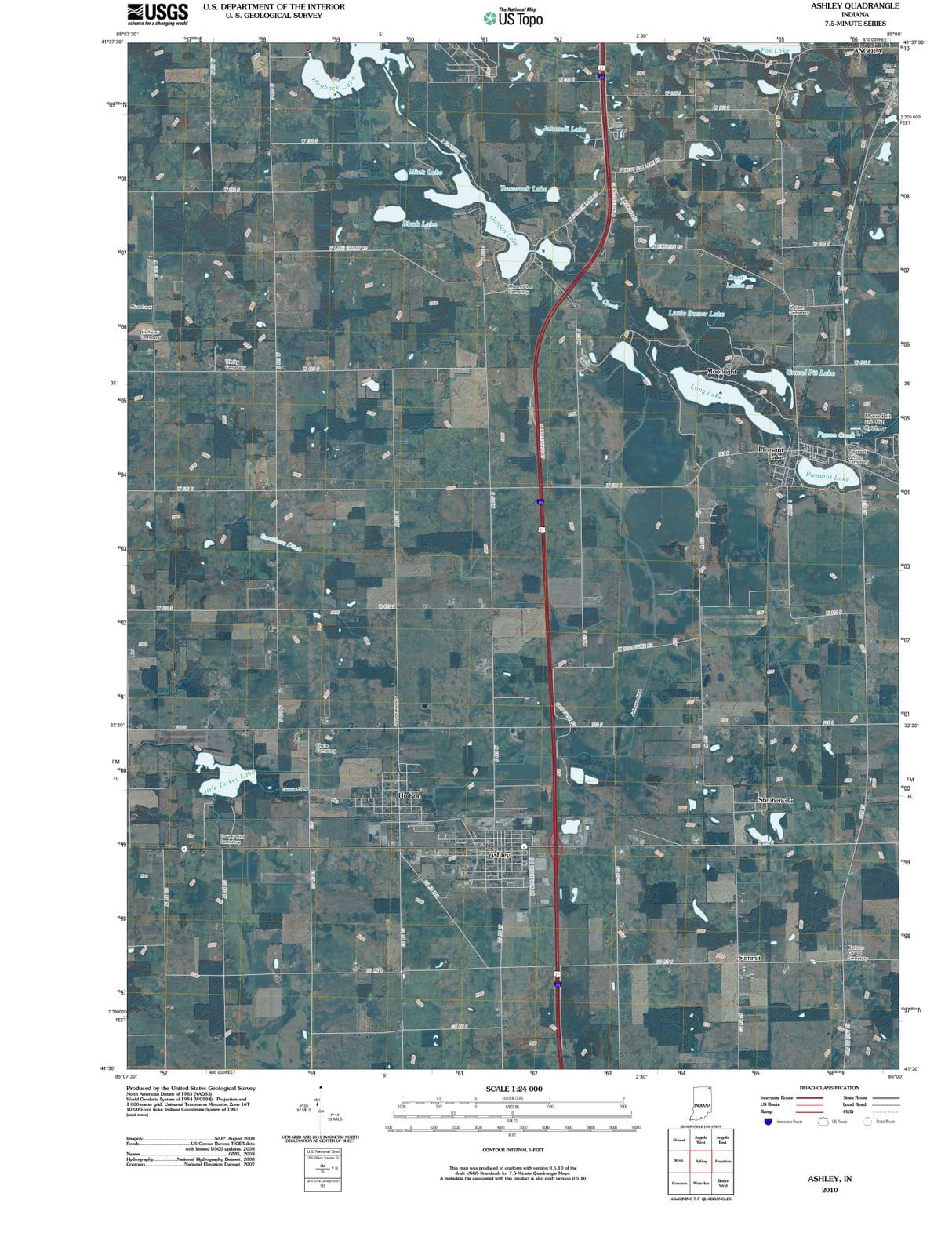 2010 Ashley, in - Indiana - USGS Topographic Map