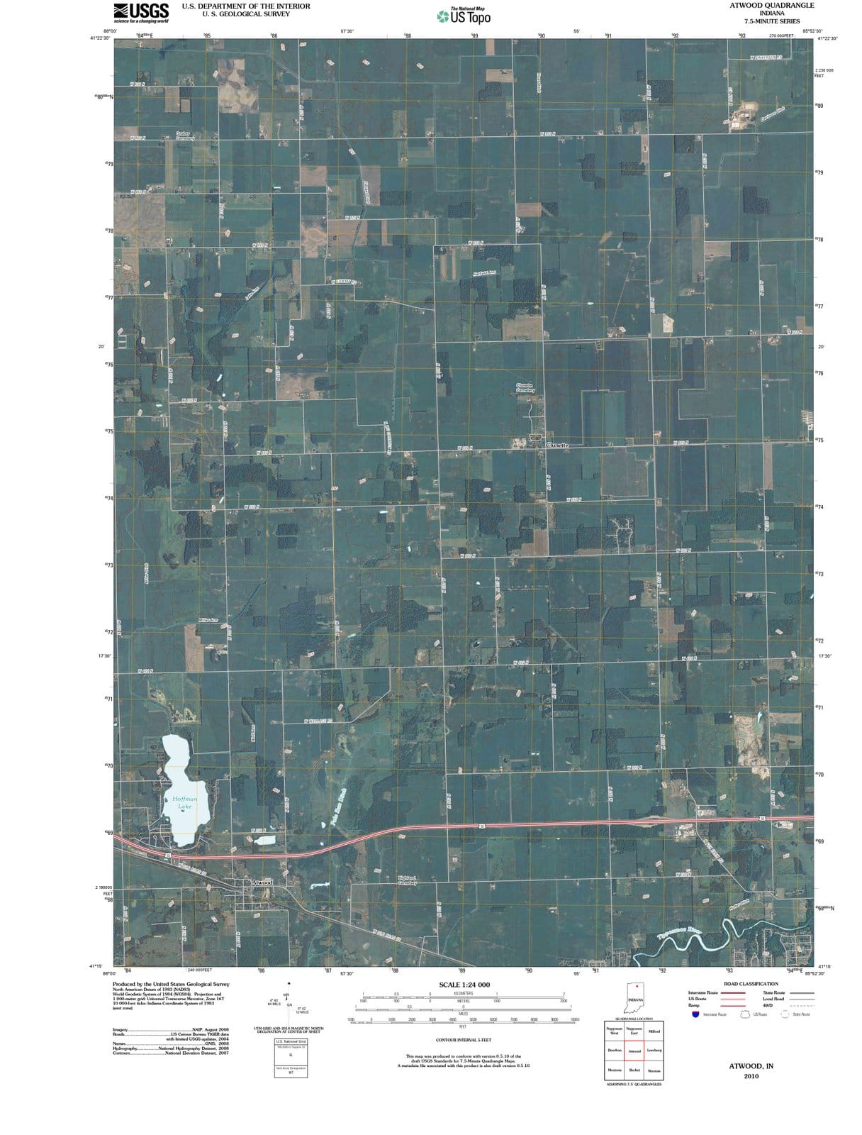 2010 Atwood, in - Indiana - USGS Topographic Map