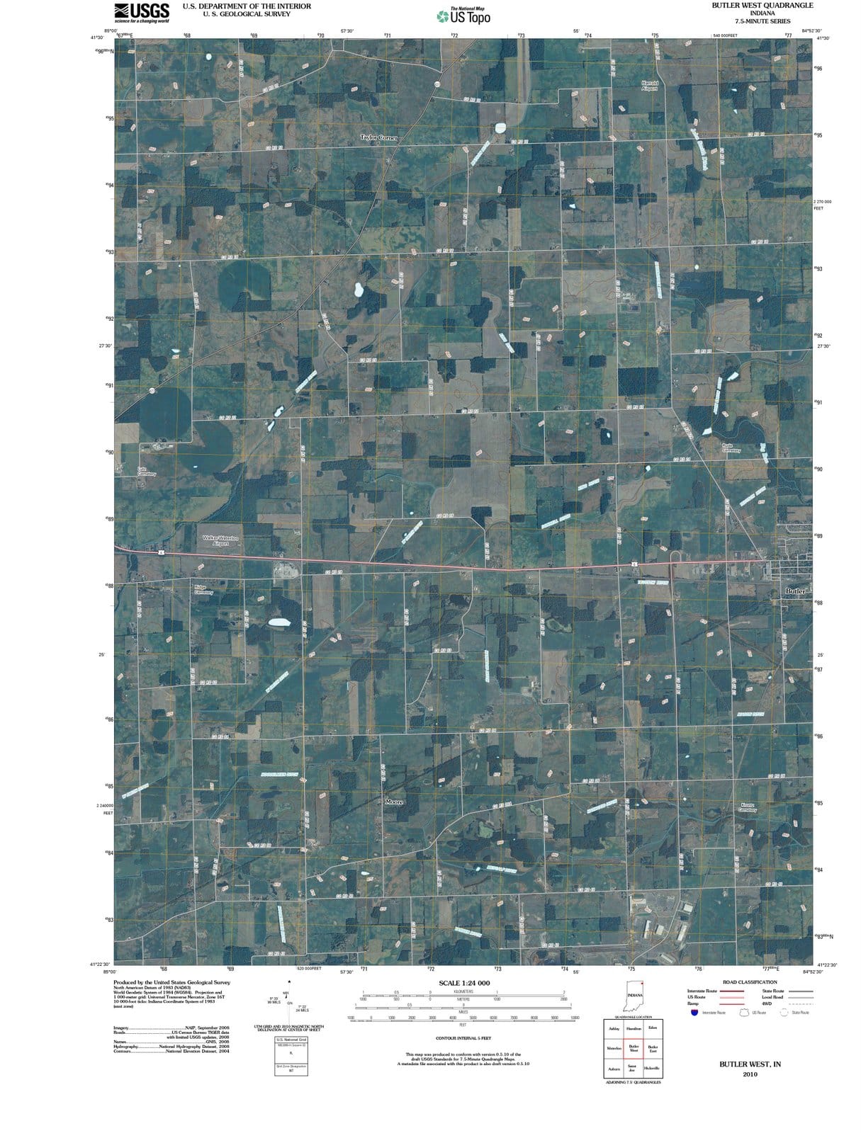 2010 Butler West, in - Indiana - USGS Topographic Map