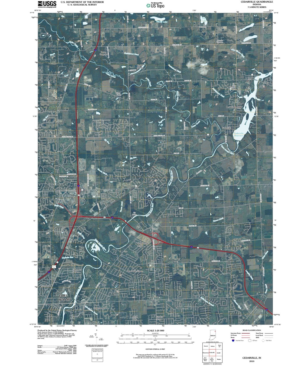 2010 Cedarville, in - Indiana - USGS Topographic Map
