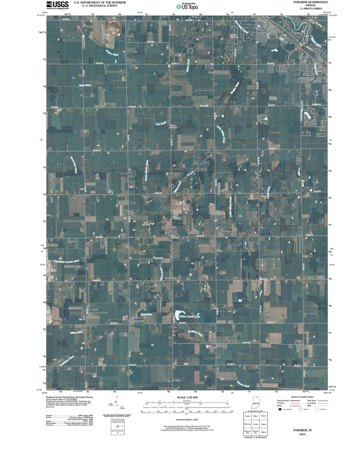 2010 Foraker, in - Indiana - USGS Topographic Map