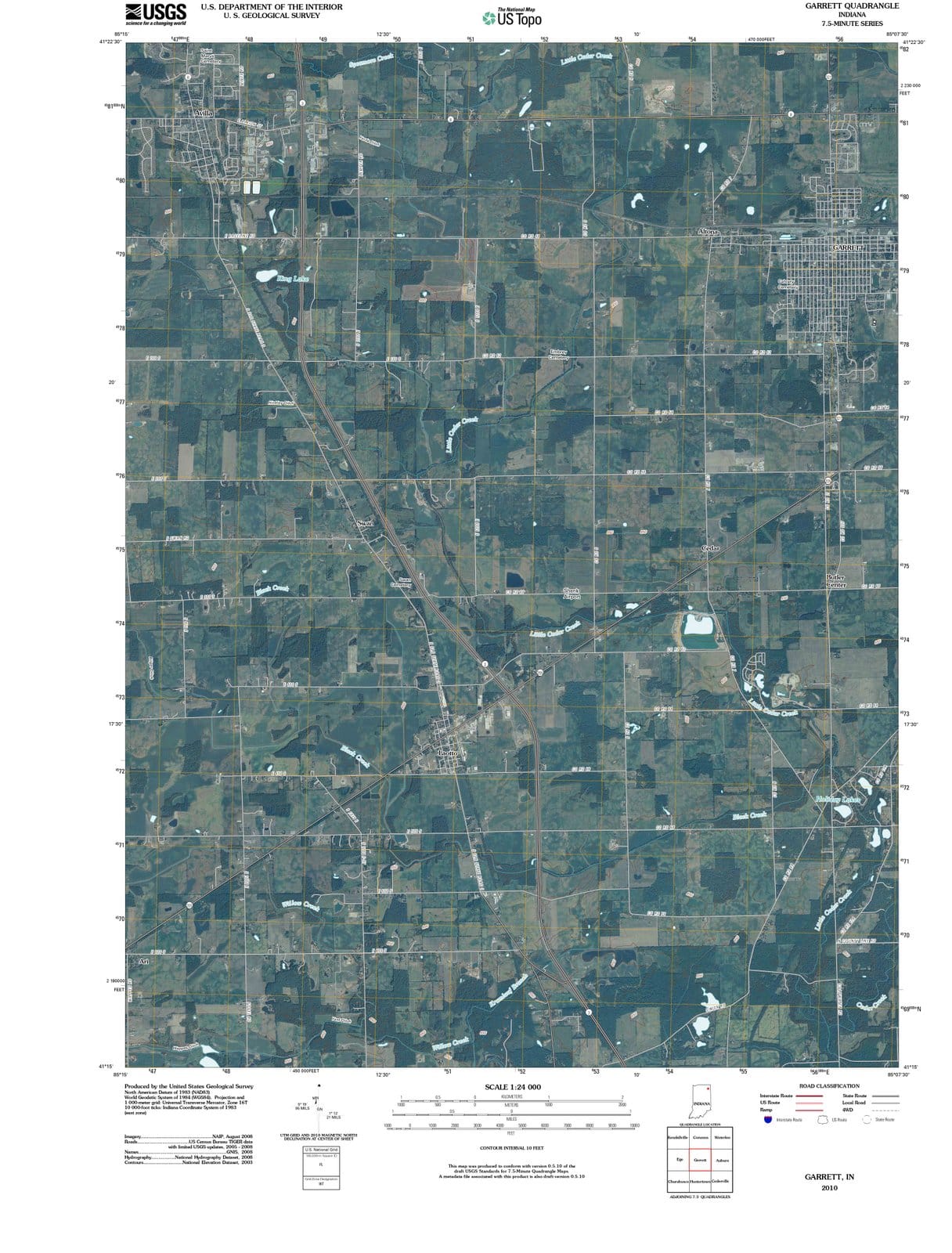 2010 Garrett, in - Indiana - USGS Topographic Map