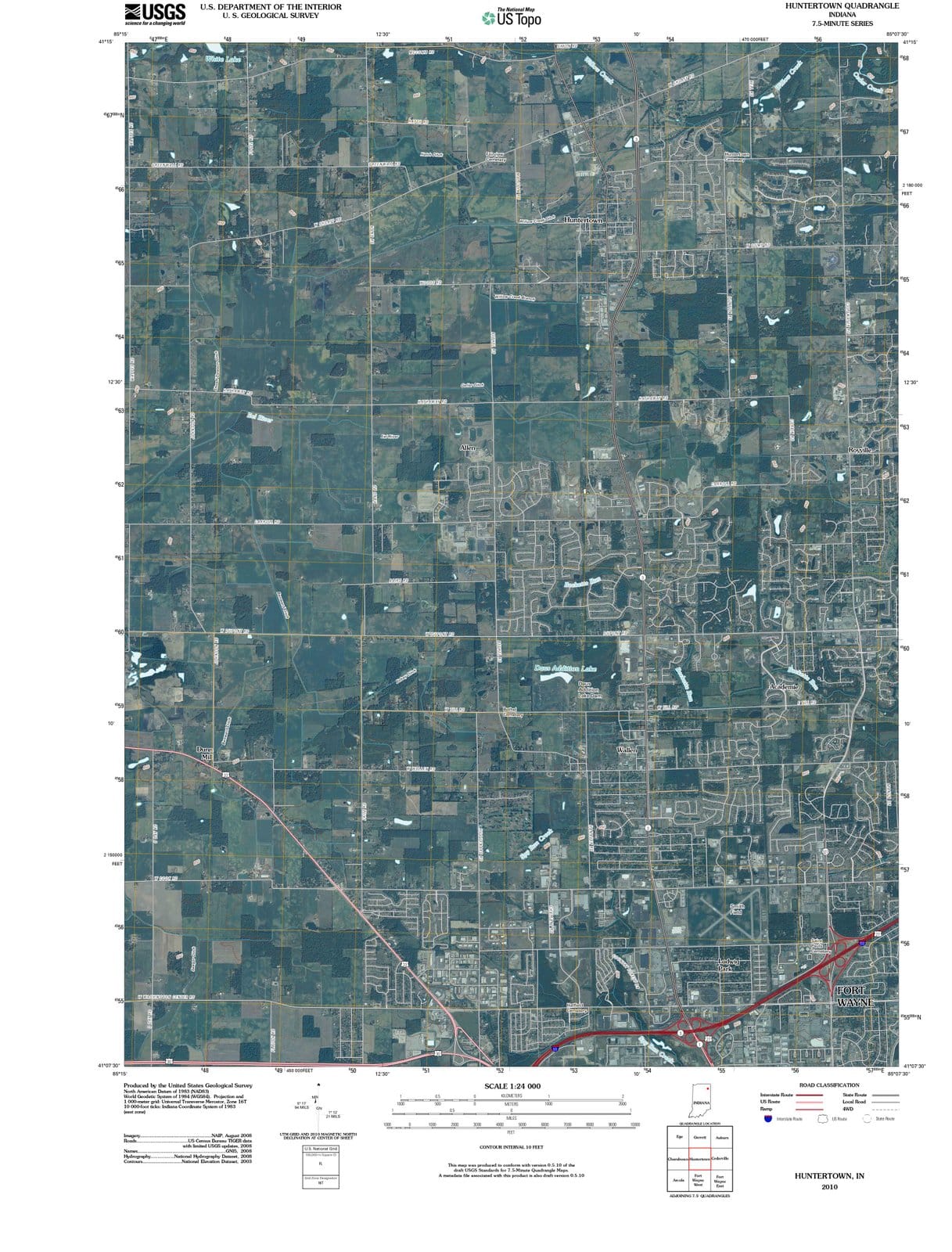 2010 Huntertown, in - Indiana - USGS Topographic Map