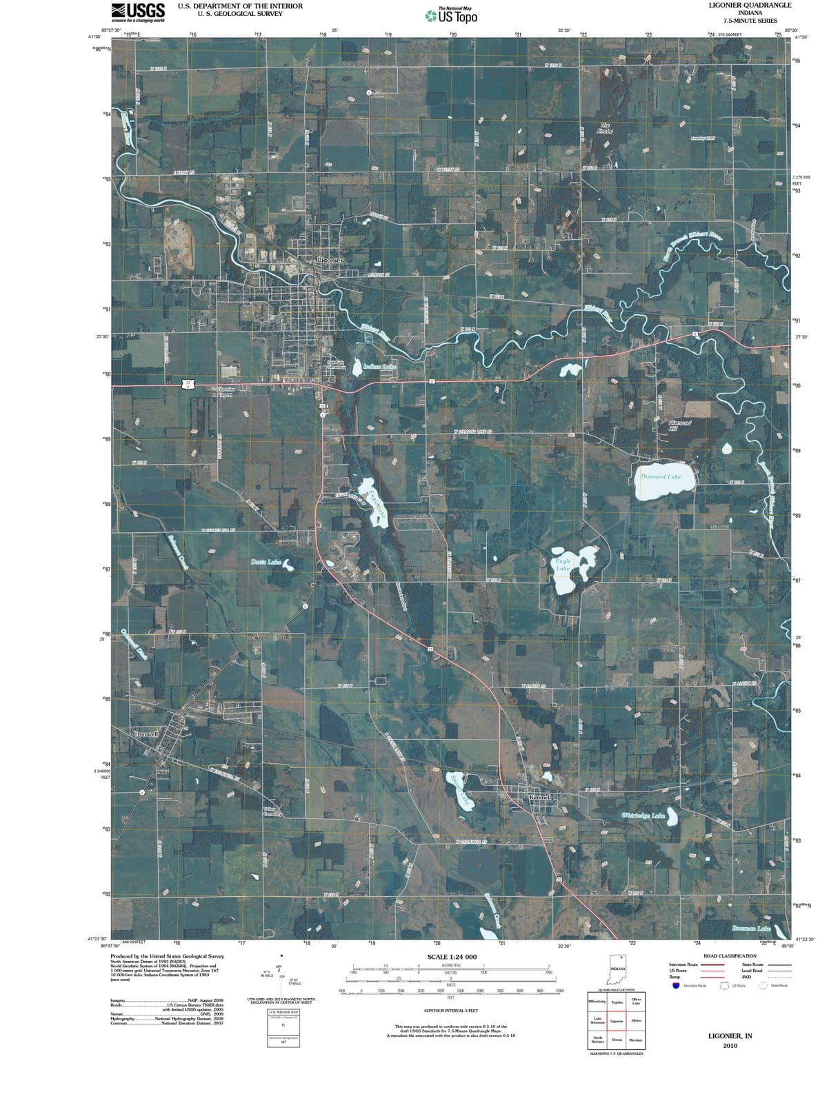 2010 Ligonier, in - Indiana - USGS Topographic Map