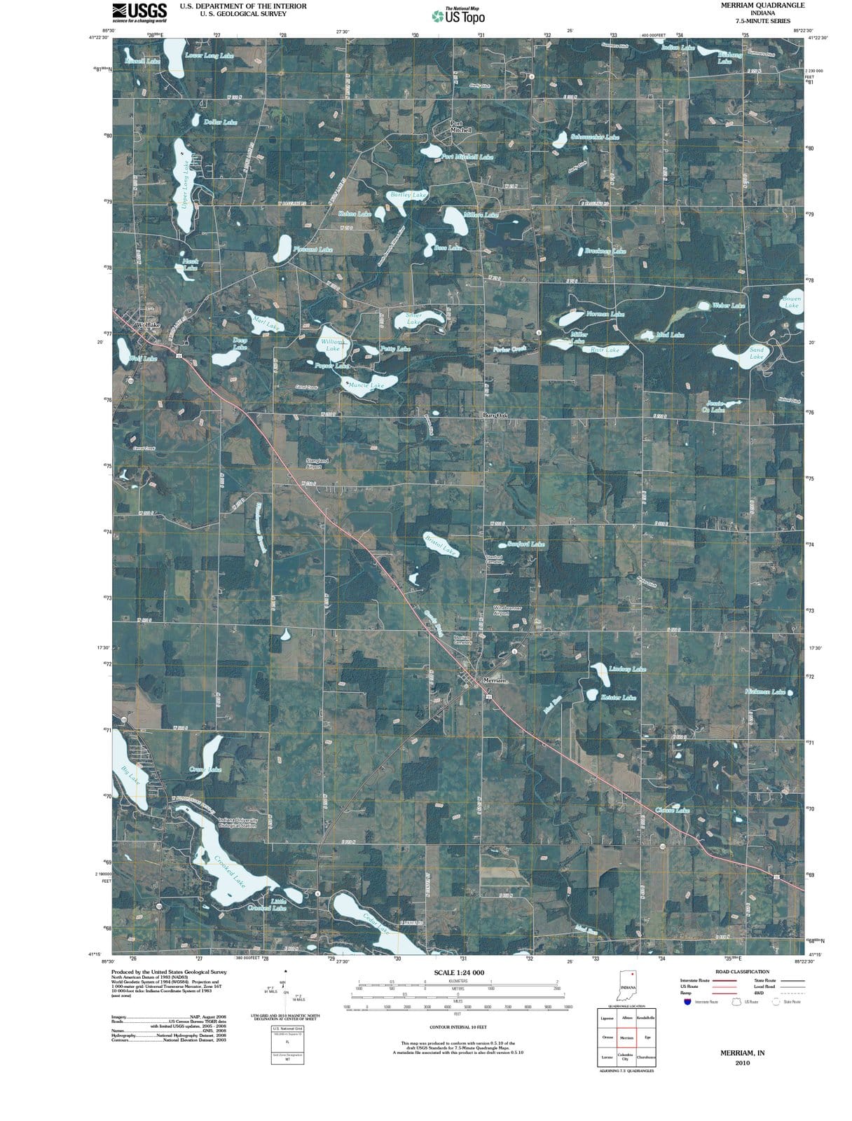 2010 Merriam, in - Indiana - USGS Topographic Map