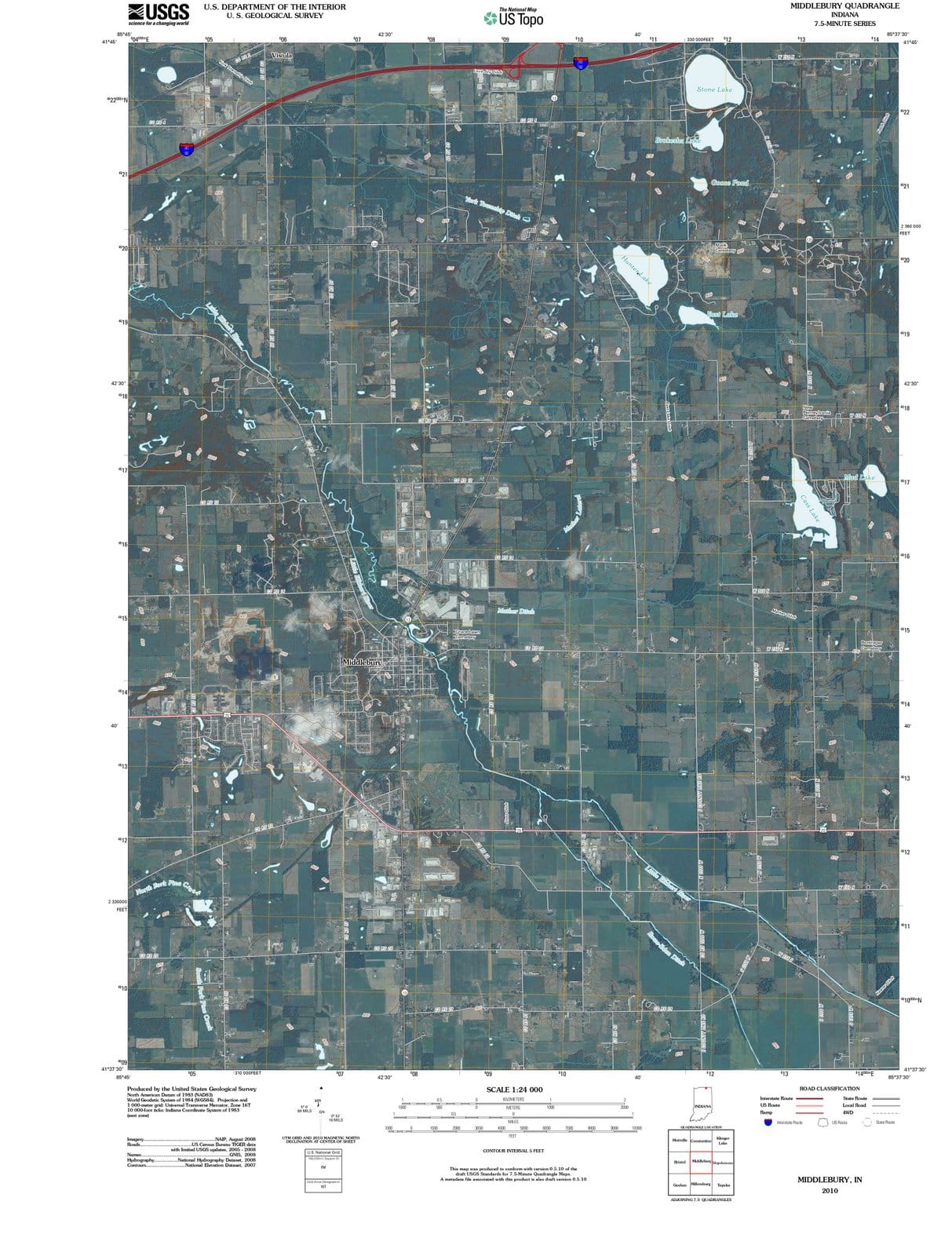 2010 Middlebury, in - Indiana - USGS Topographic Map