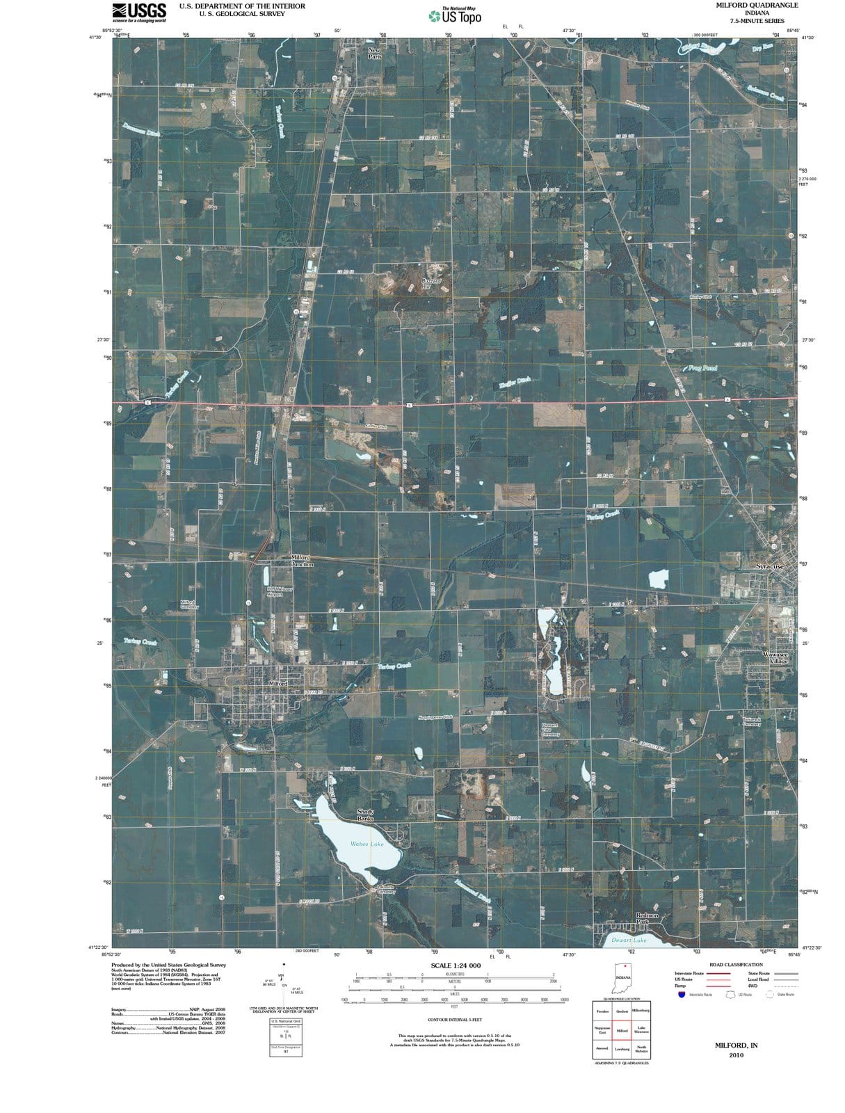 2010 Milford, in - Indiana - USGS Topographic Map