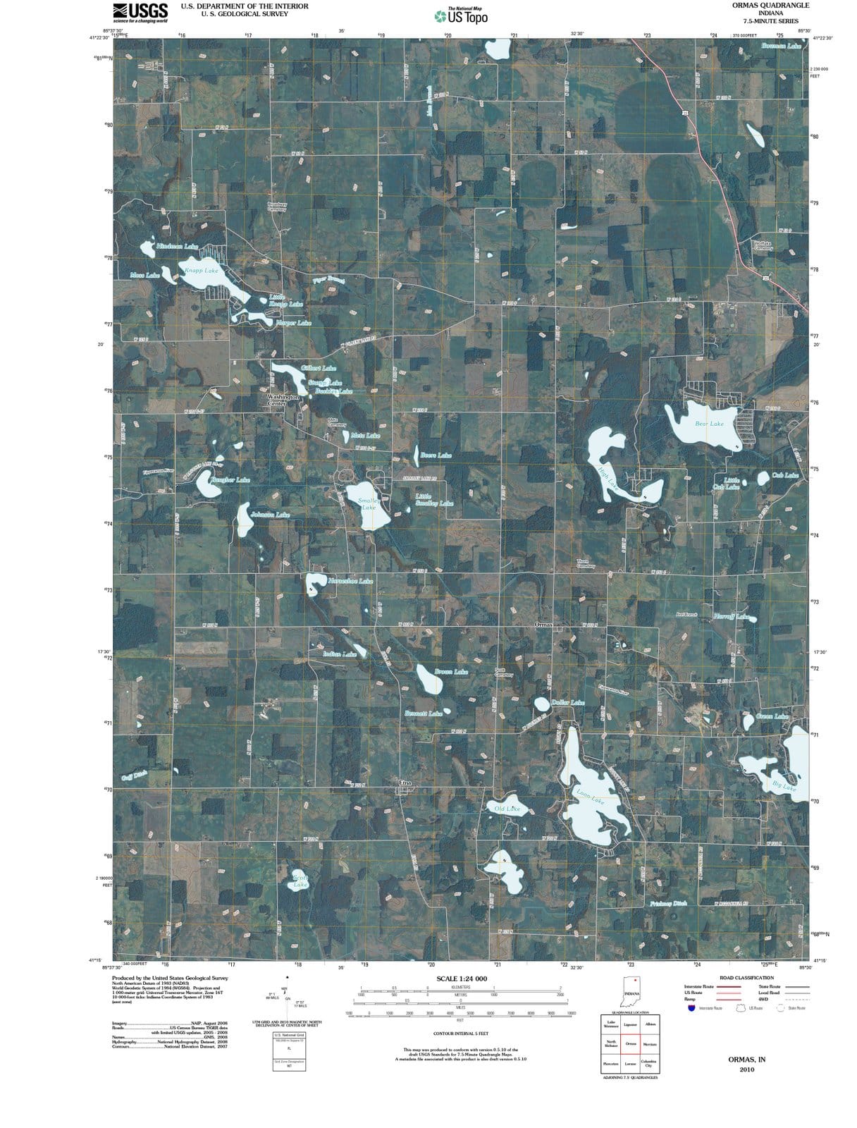 2010 Ormas, in - Indiana - USGS Topographic Map