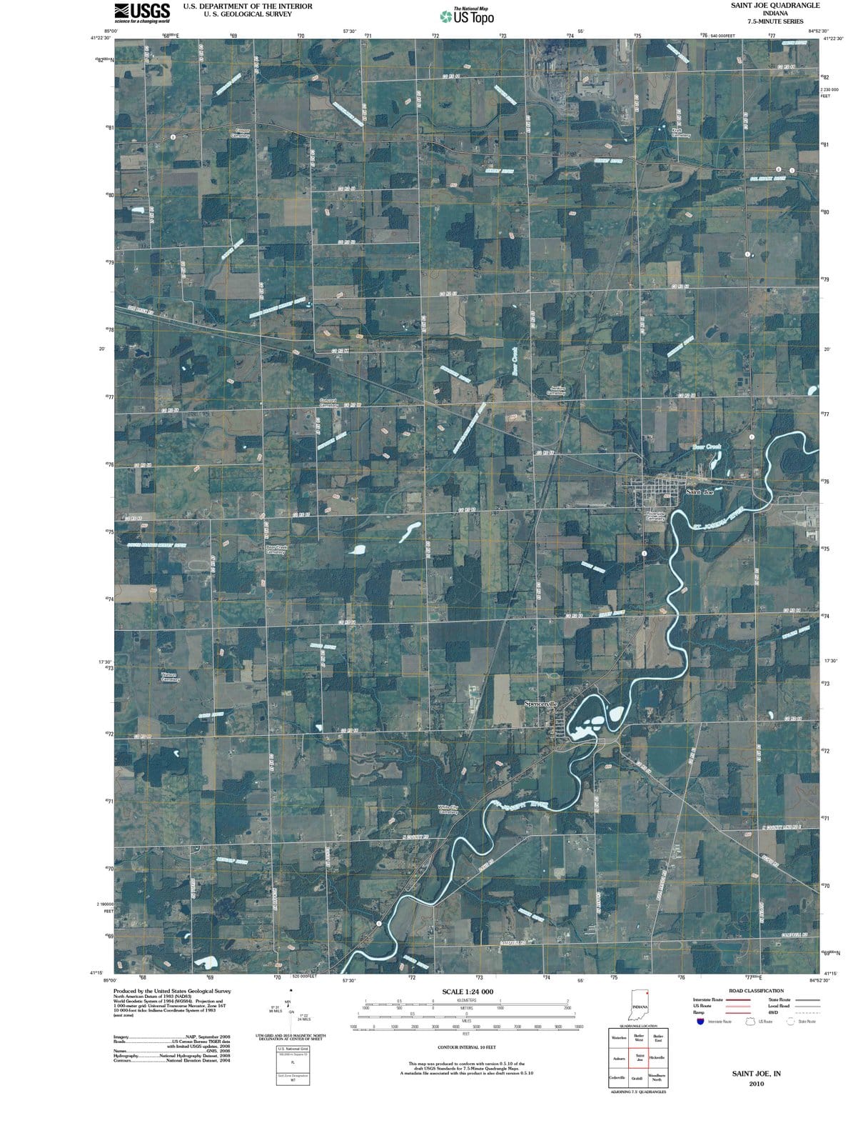 2010 Saint Joe, in - Indiana - USGS Topographic Map