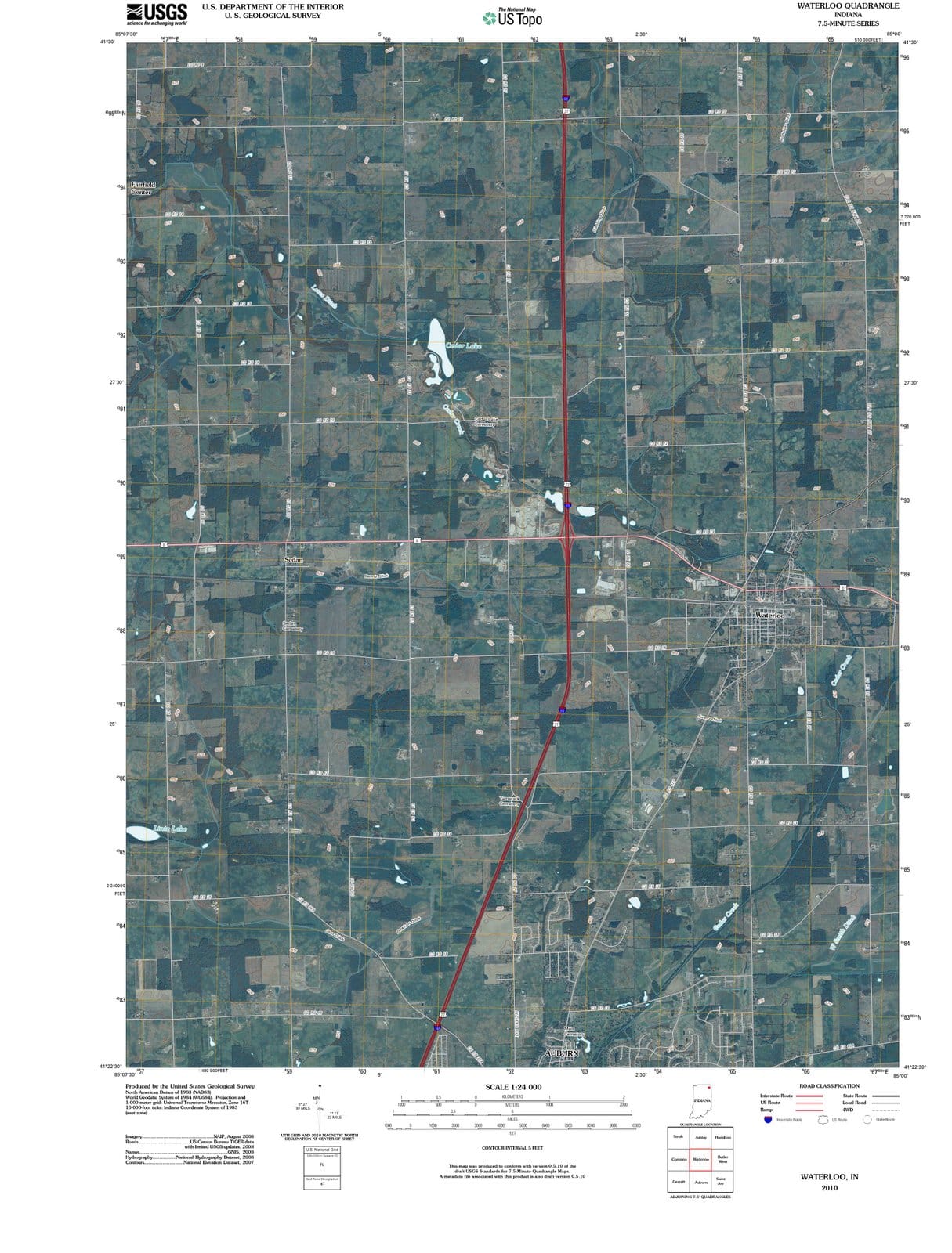 2010 Waterloo, in - Indiana - USGS Topographic Map