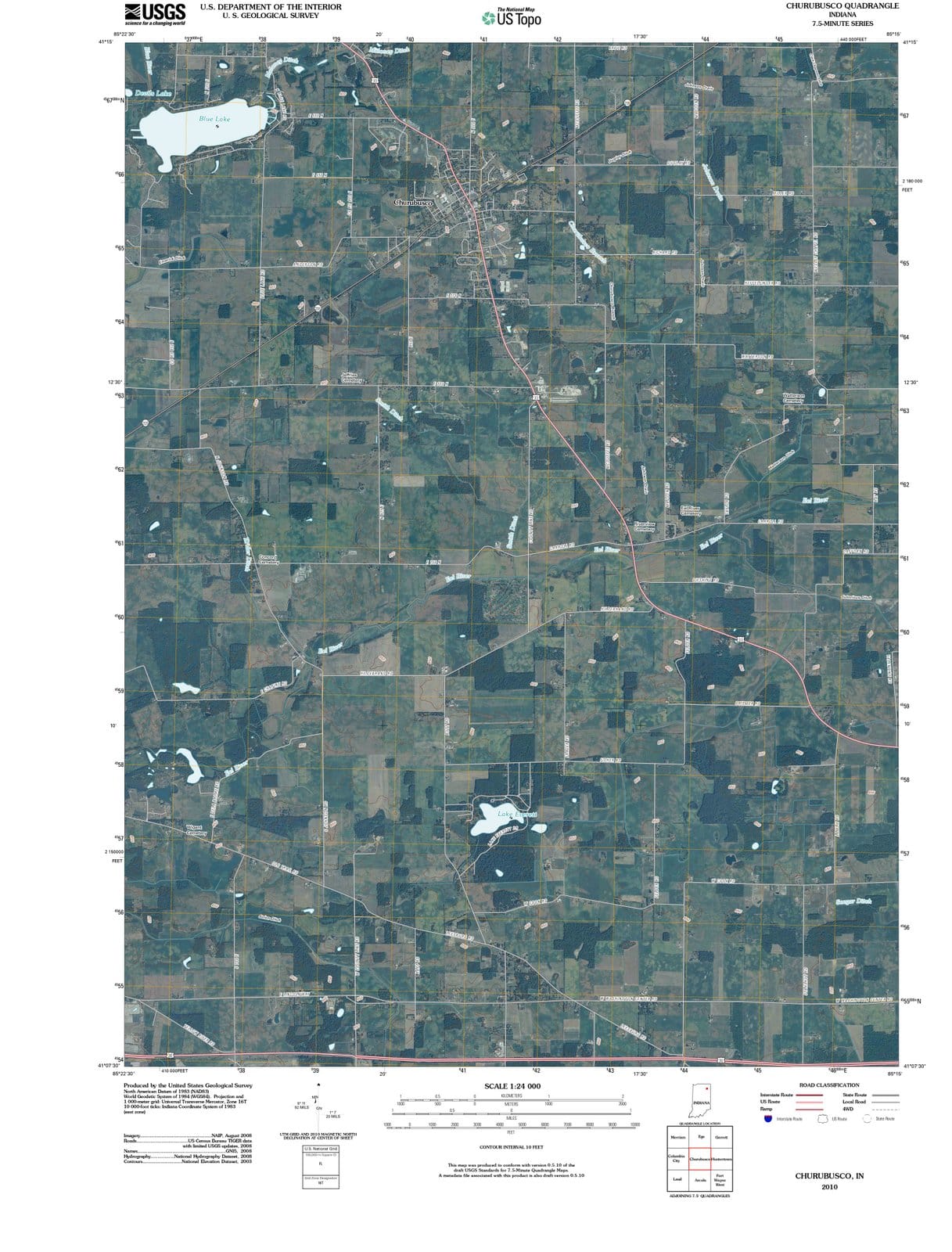 2010 Churubusco, in - Indiana - USGS Topographic Map