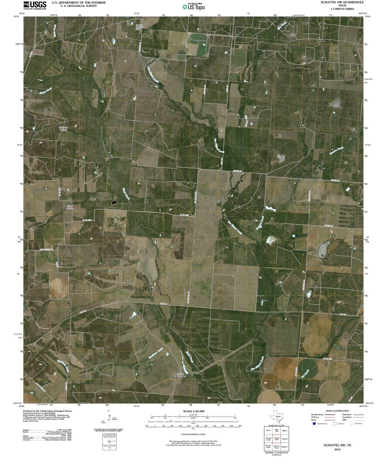 2010 Schattel, TX - Texas - USGS Topographic Map