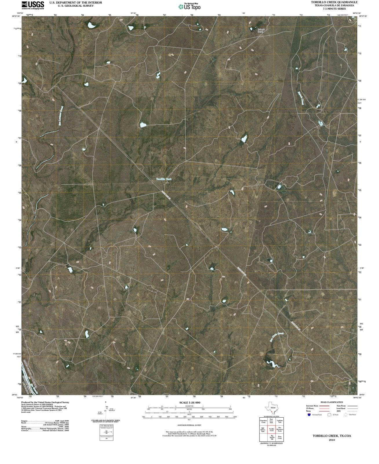 2010 Tordillo Creek, TX - Texas - USGS Topographic Map