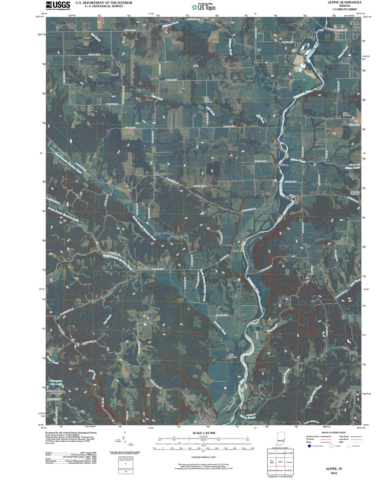 2010 Alpine, in - Indiana - USGS Topographic Map