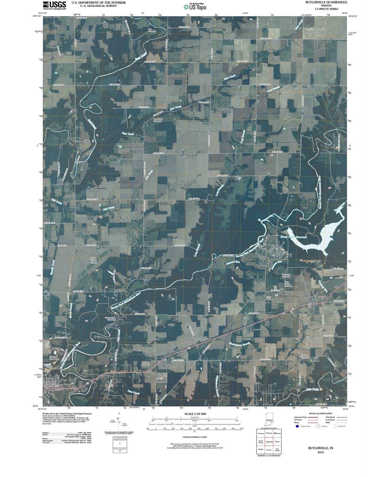 2010 Butlerville, in - Indiana - USGS Topographic Map