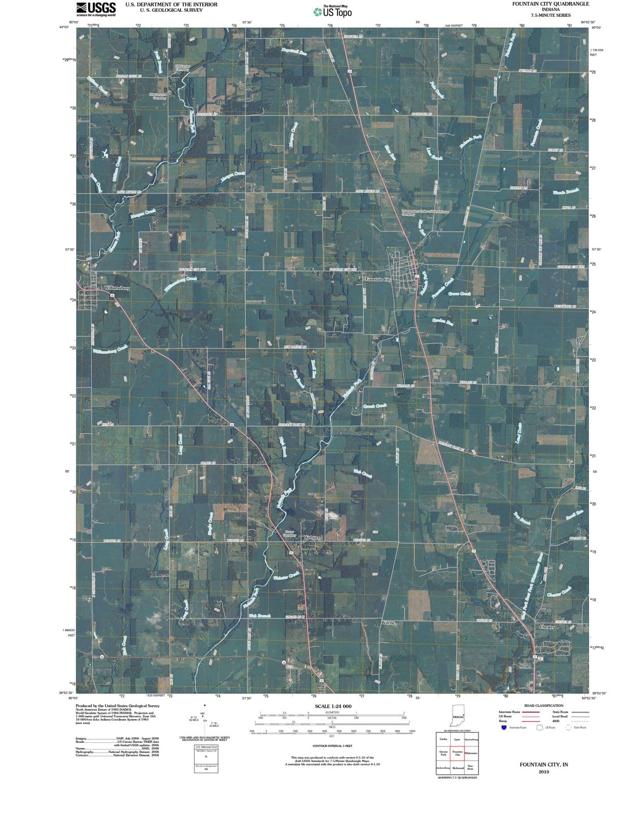 2010 Fountain City, in - Indiana - USGS Topographic Map