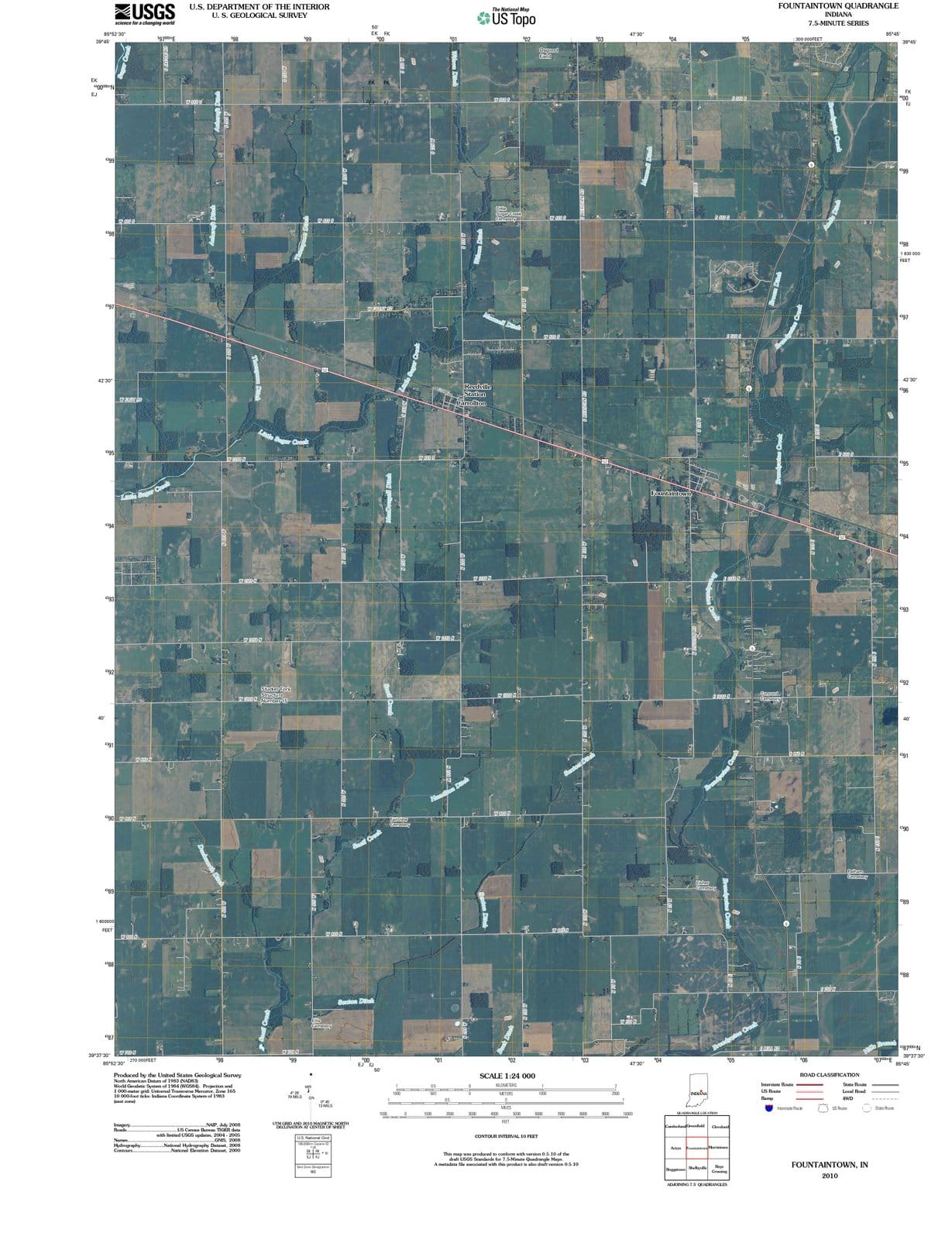 2010 Fountaintown, in - Indiana - USGS Topographic Map