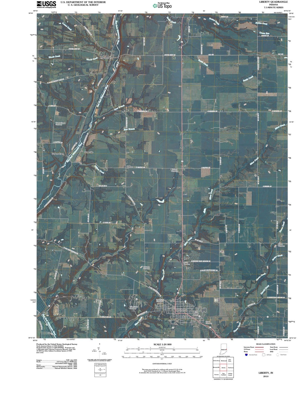2010 Liberty, in - Indiana - USGS Topographic Map