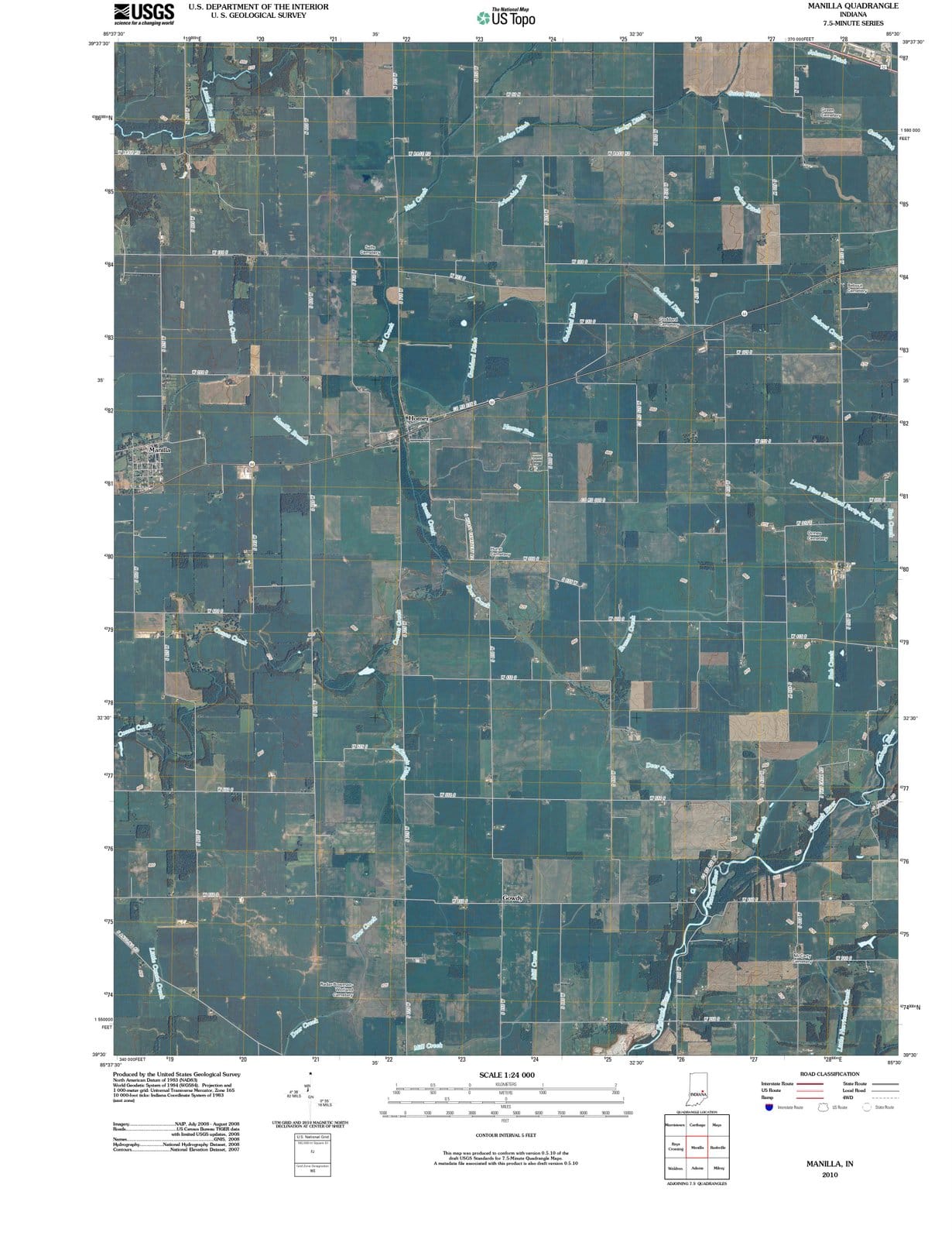 2010 Manilla, in - Indiana - USGS Topographic Map
