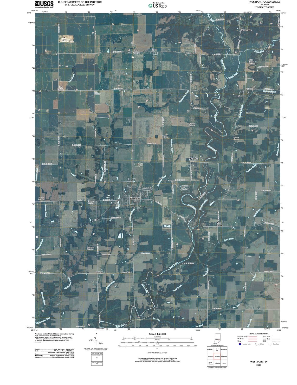2010 Westport, in - Indiana - USGS Topographic Map