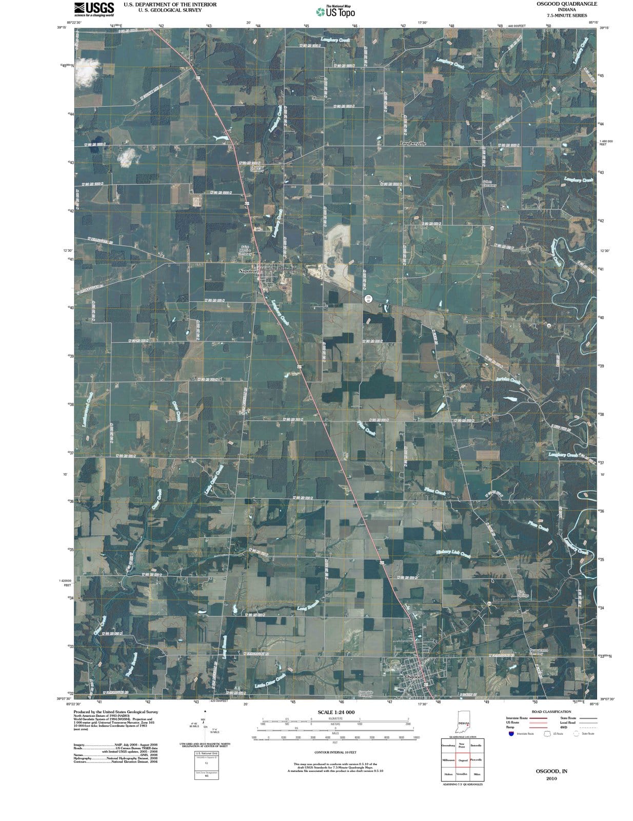 2010 Osgood, in - Indiana - USGS Topographic Map